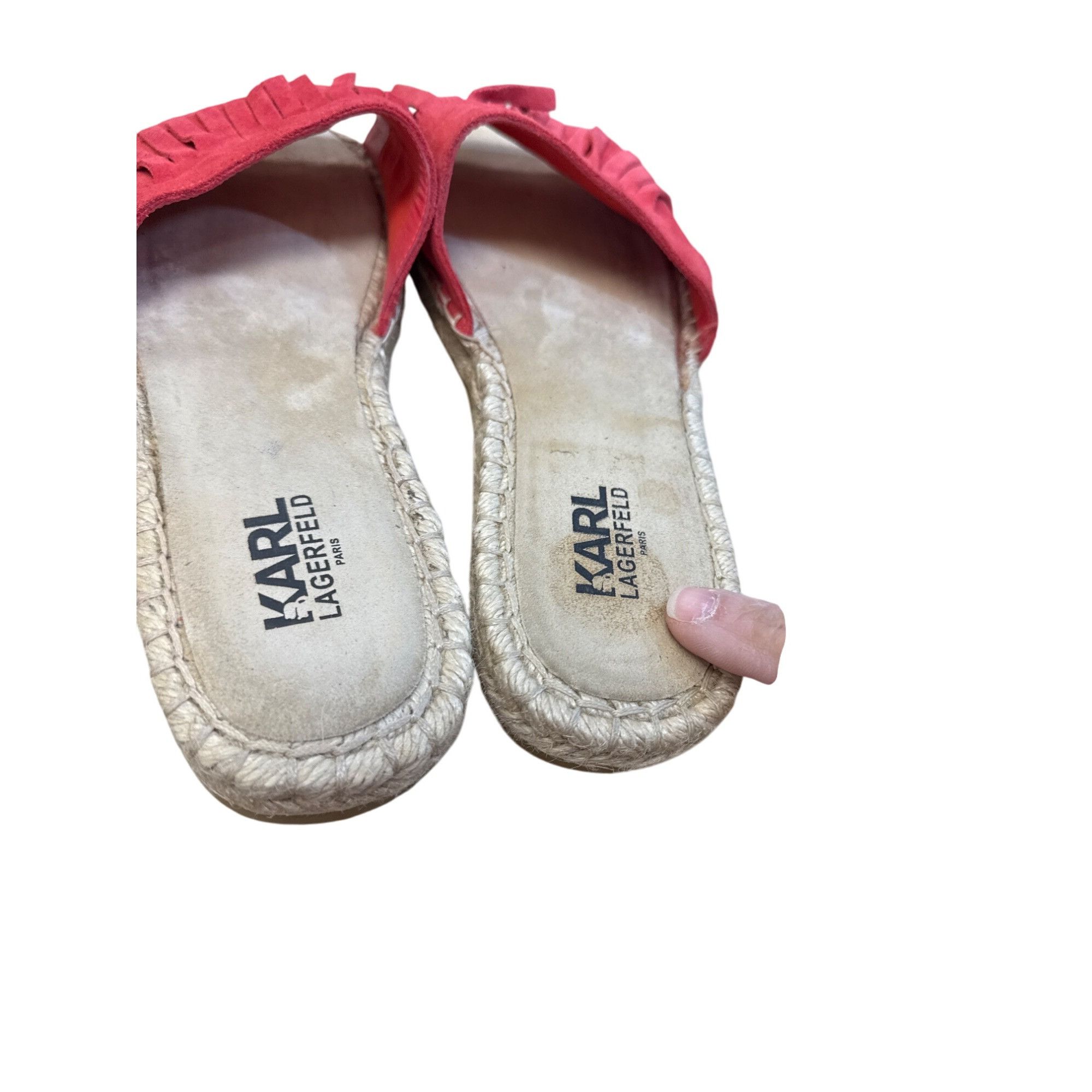 Karl Lagerfeld Karl Lagerfeld Womens Red Suede Fringe Espadrille Sandals Si Size US 11 / IT 41 - 8 Thumbnail