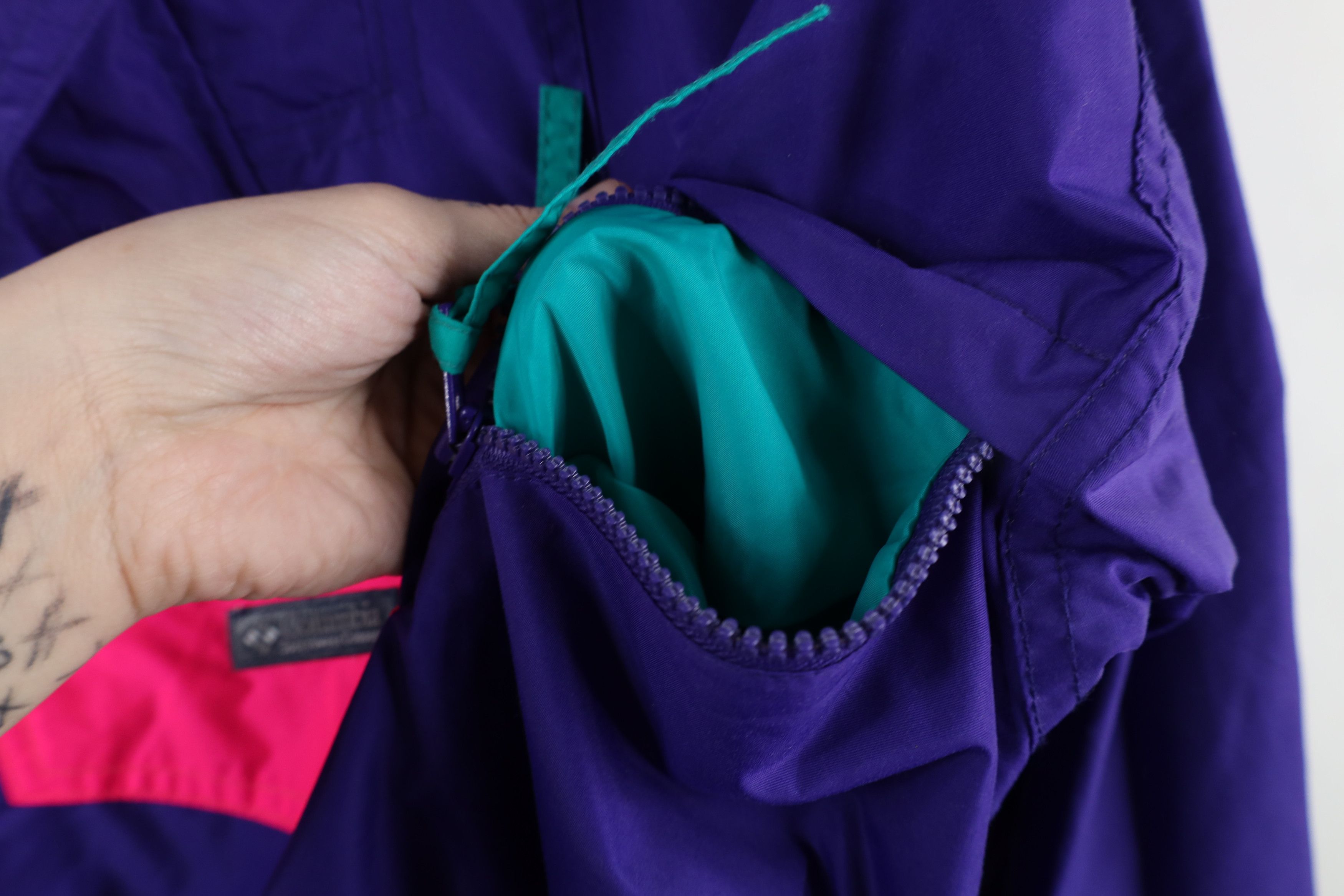 Columbia Vintage 90s Columbia Hooded Half Zip Pullover Jacket Purple Size US S / EU 44-46 / 1 - 8 Thumbnail