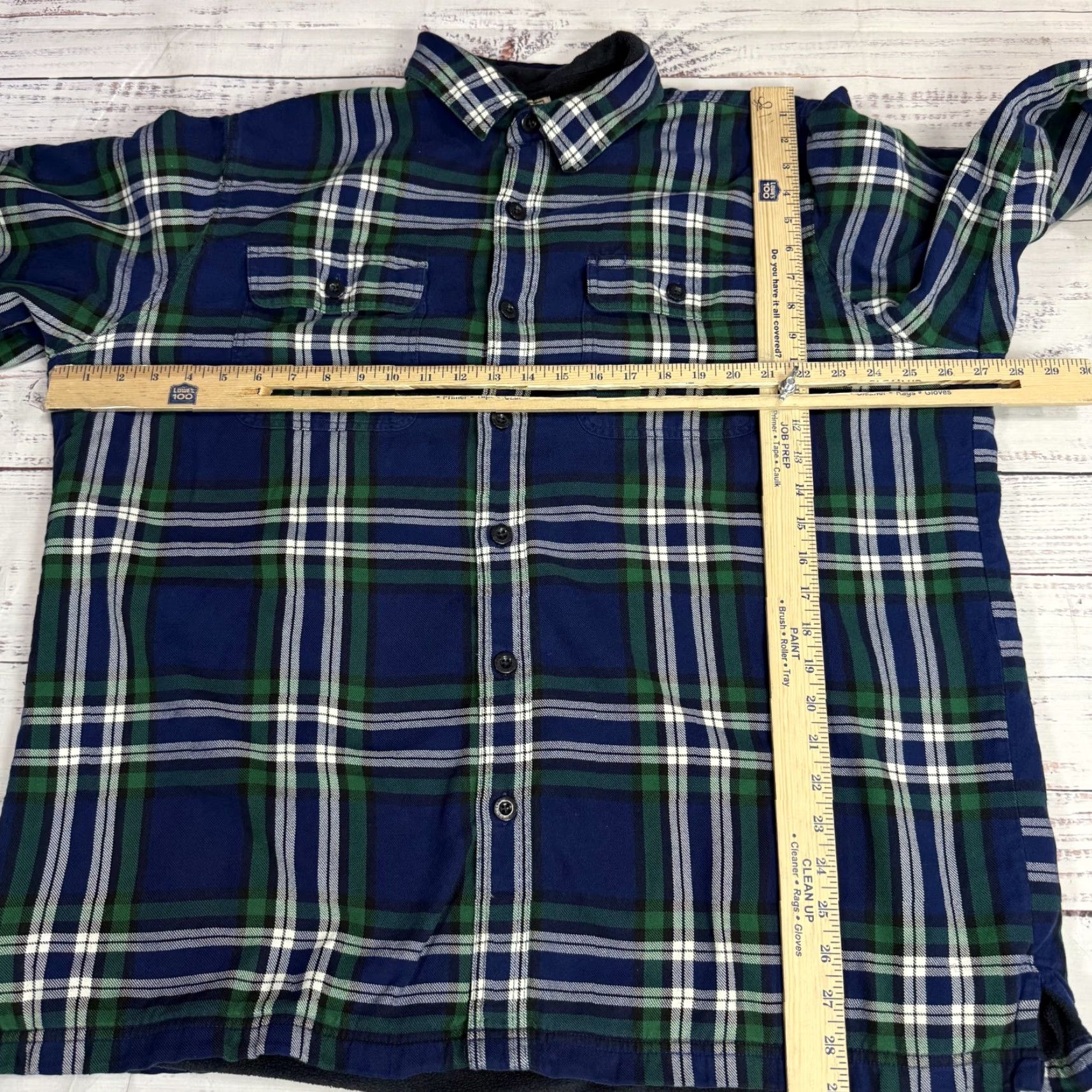 Vintage L.L. Bean Plaid Fleece Lined Flannel Shirt Long Sleeve XL Green Blue Mens Buttons Up Shirts Size US XL / EU 56 / 4 - 2 Thumbnail
