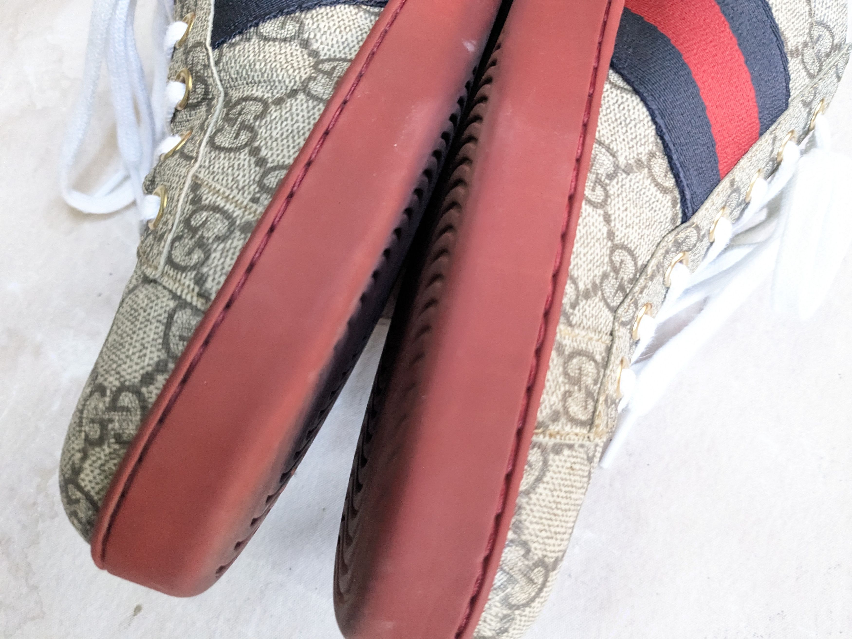 Gucci Gucci Ace Monogram 11 Canvas Logo GG Supreme Red Low Tops Size US 11 / EU 44 - 11 Thumbnail