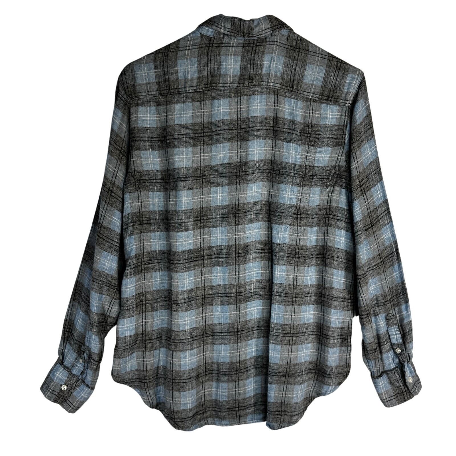 Frank & Eileen Frank & Eileen Shirt Womens Blue Plaid Flannel Button Up XS Size XS / US 0-2 / IT 36-38 - 5 Thumbnail