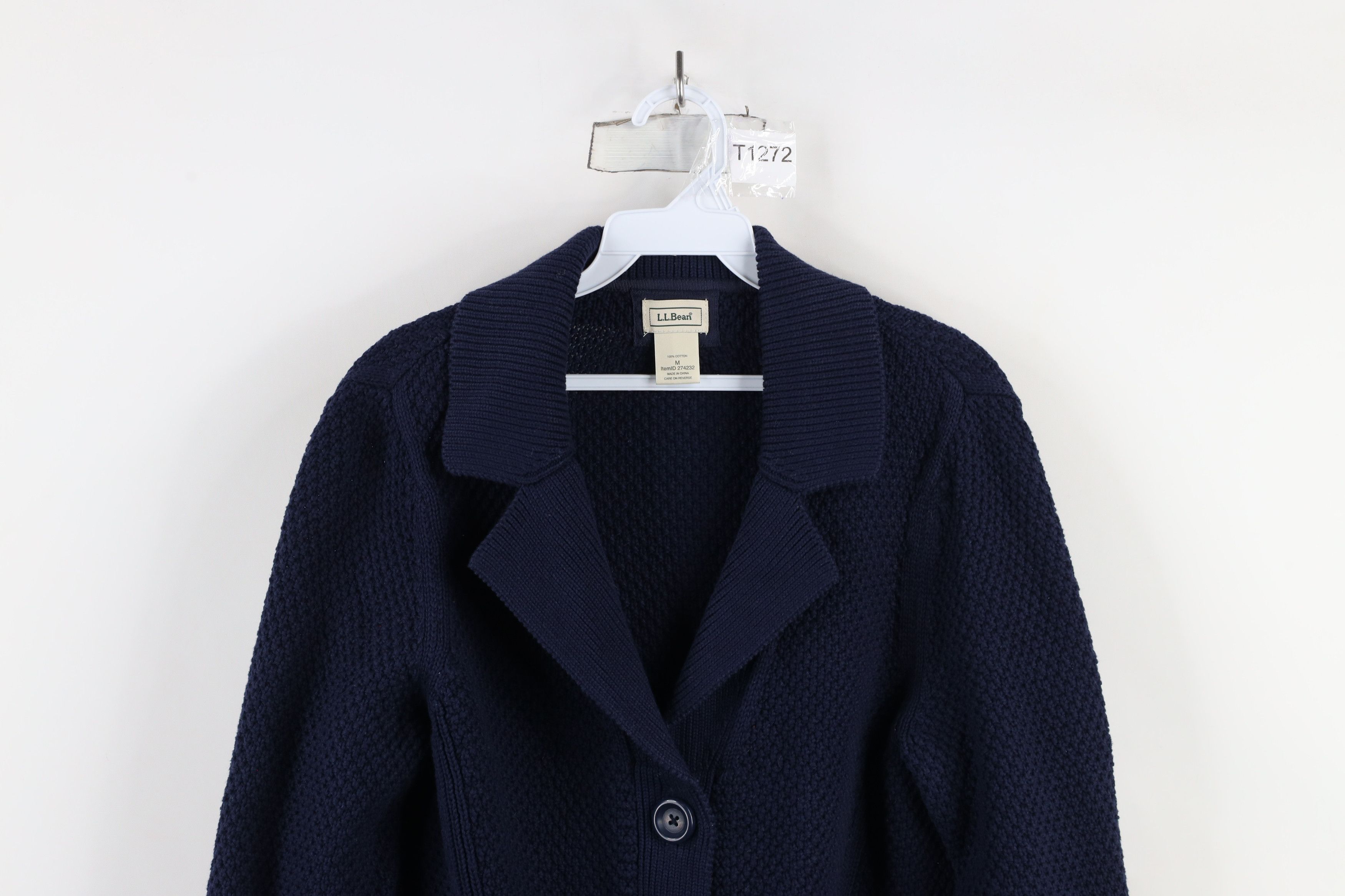 L.L. Bean × Vintage Vintage LL Bean Thermal Knit Blazer Cardigan Sweater Navy Size M / US 6-8 / IT 42-44 - 2 Thumbnail