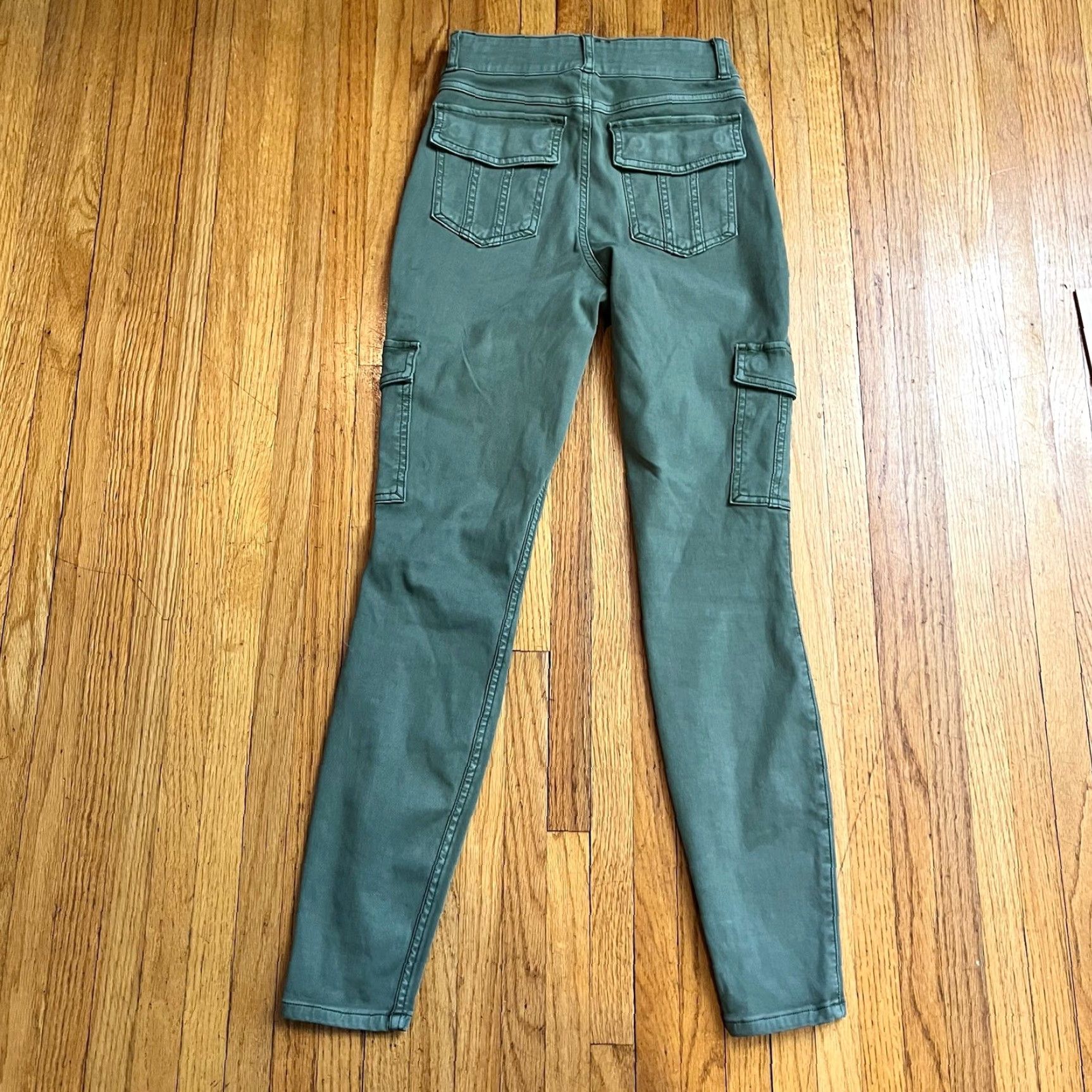 Spanx SPANX Pants Womens Small Stretch Twill Cargo Jogger Green High Rise Tapered Leg Womens S Green Cargo Pants Regular Size S Size 28" / US 6 / IT 42 - 3 Thumbnail