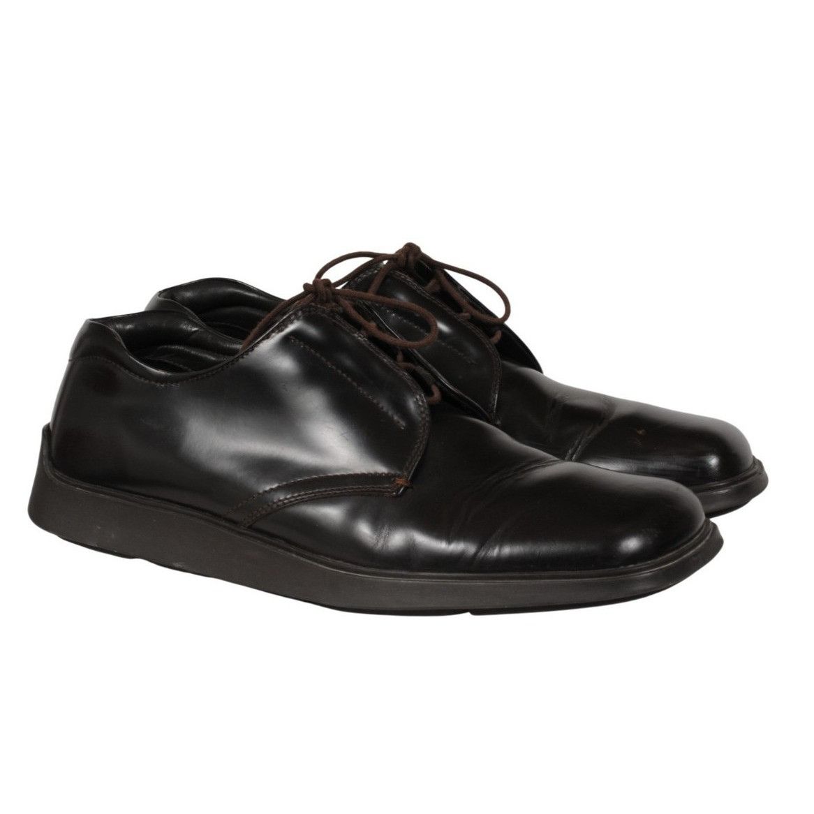 Prada Vtg 2000s Square Toe Oxfords Brown Leather - 02617 Size US 14 / EU 47 - 14 Thumbnail