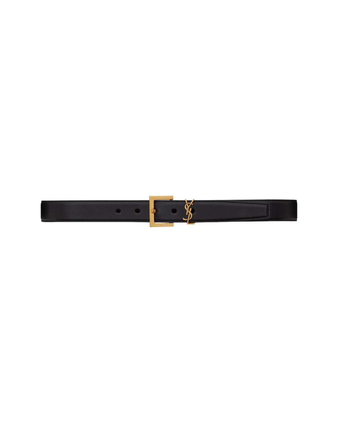 SAINT LAURENT $575 Black Cassandre Leather Belt New