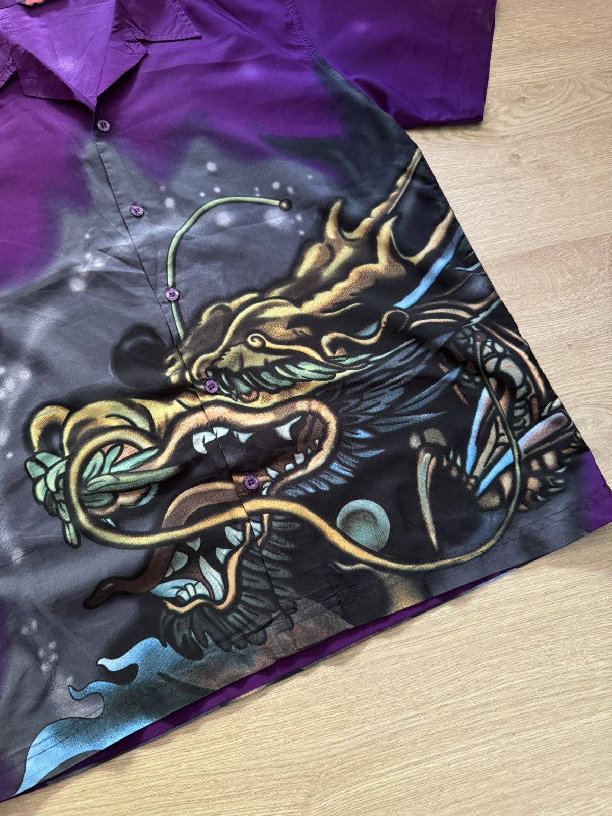 Vintage Vintage 90s Giorgio All Over Print y2k Japanese Dragon Shirt Size US L / EU 52-54 / 3 - 2 Thumbnail