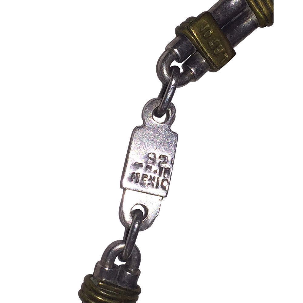 Handmade Mexican Sterling Silver Brass Hand Made Link Chain Necklace Size ONE SIZE - 4 Thumbnail