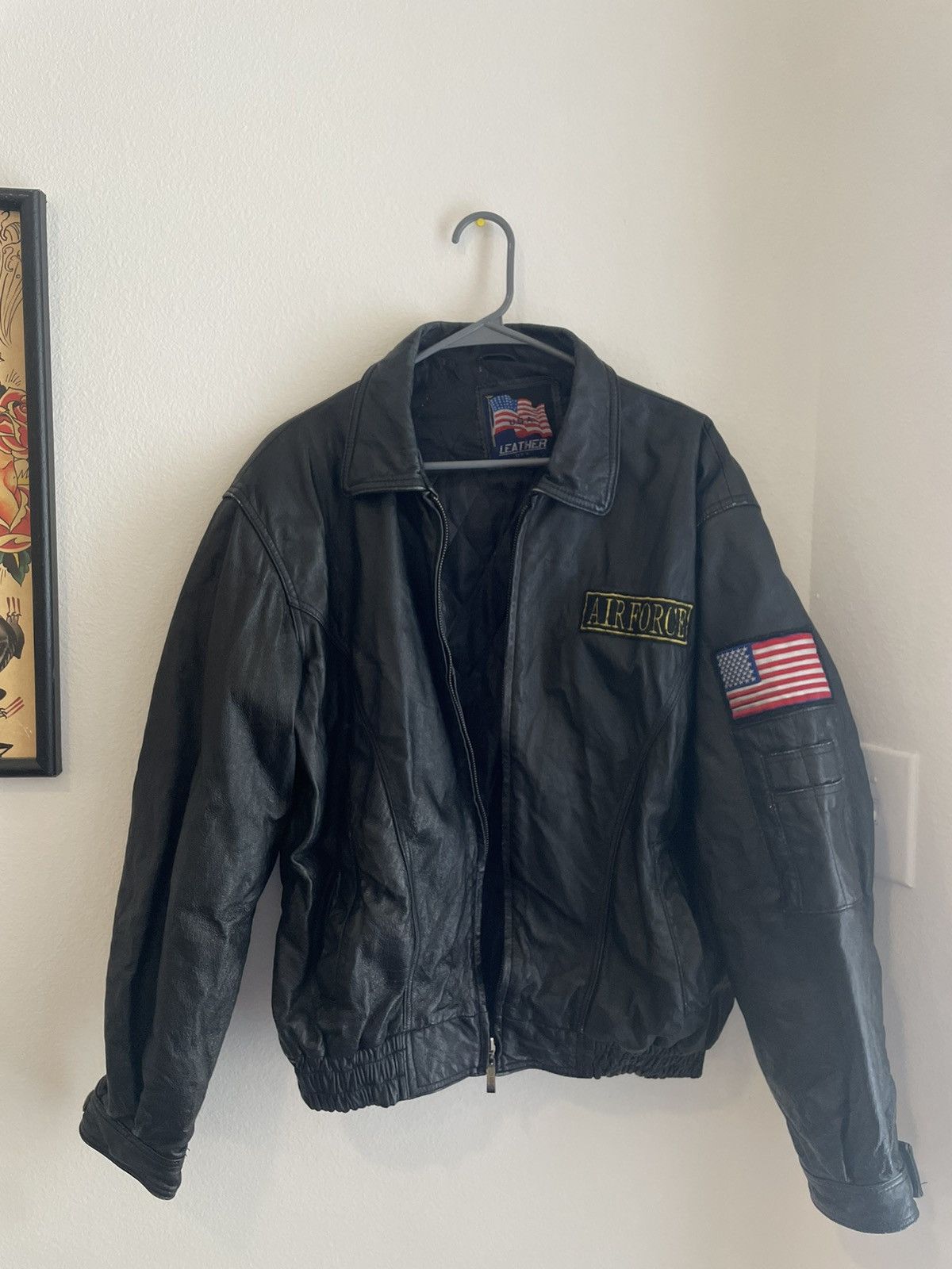 Vintage Vintage United States Air Force black leather jacket Size US L / EU 52-54 / 3 - 3 Thumbnail