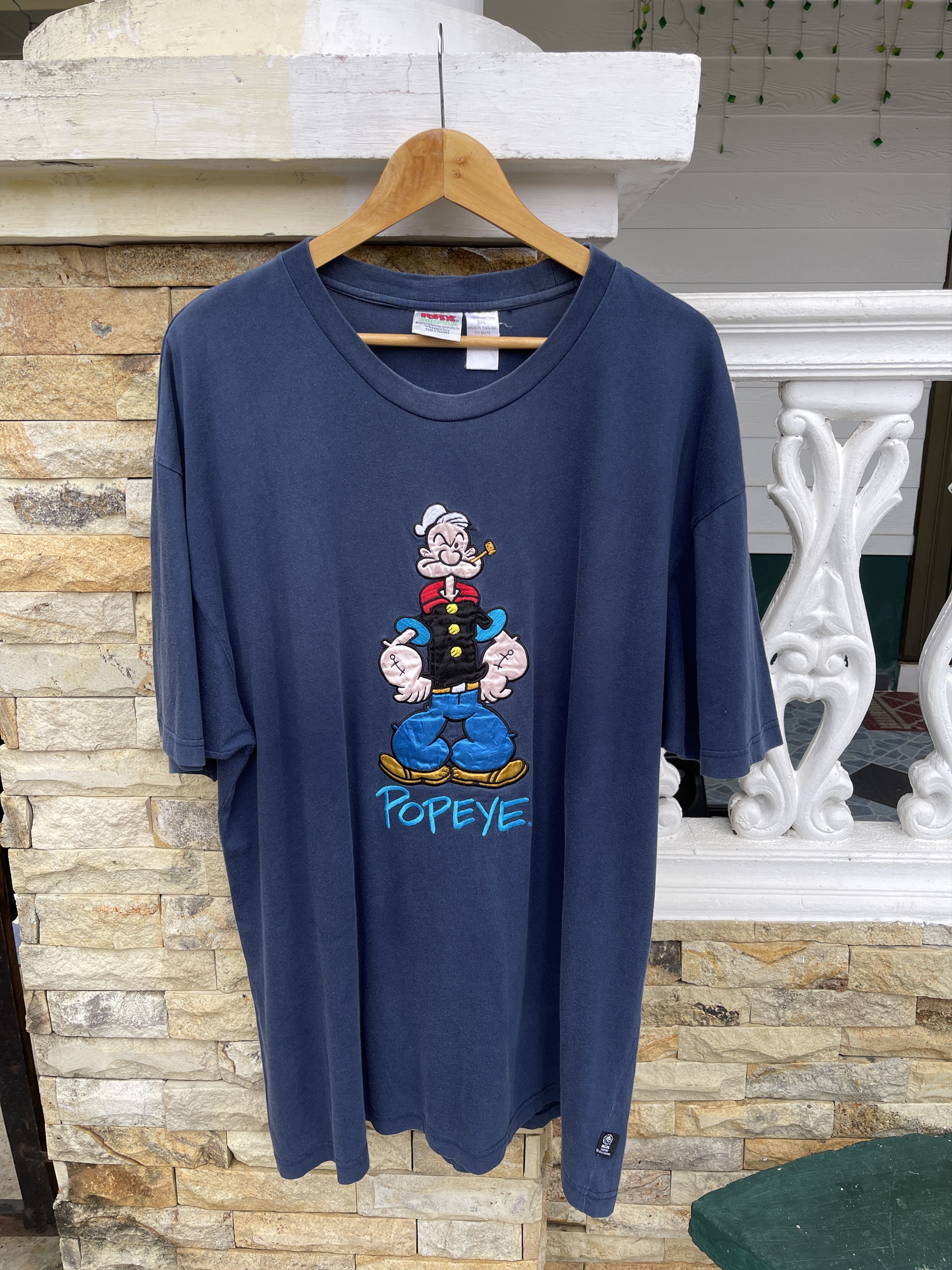 Cartoon Network Rare🔥Vintage 90s POPEYE Embroidered Logo T-Shirt Size US XL / EU 56 / 4 - 1 Thumbnail