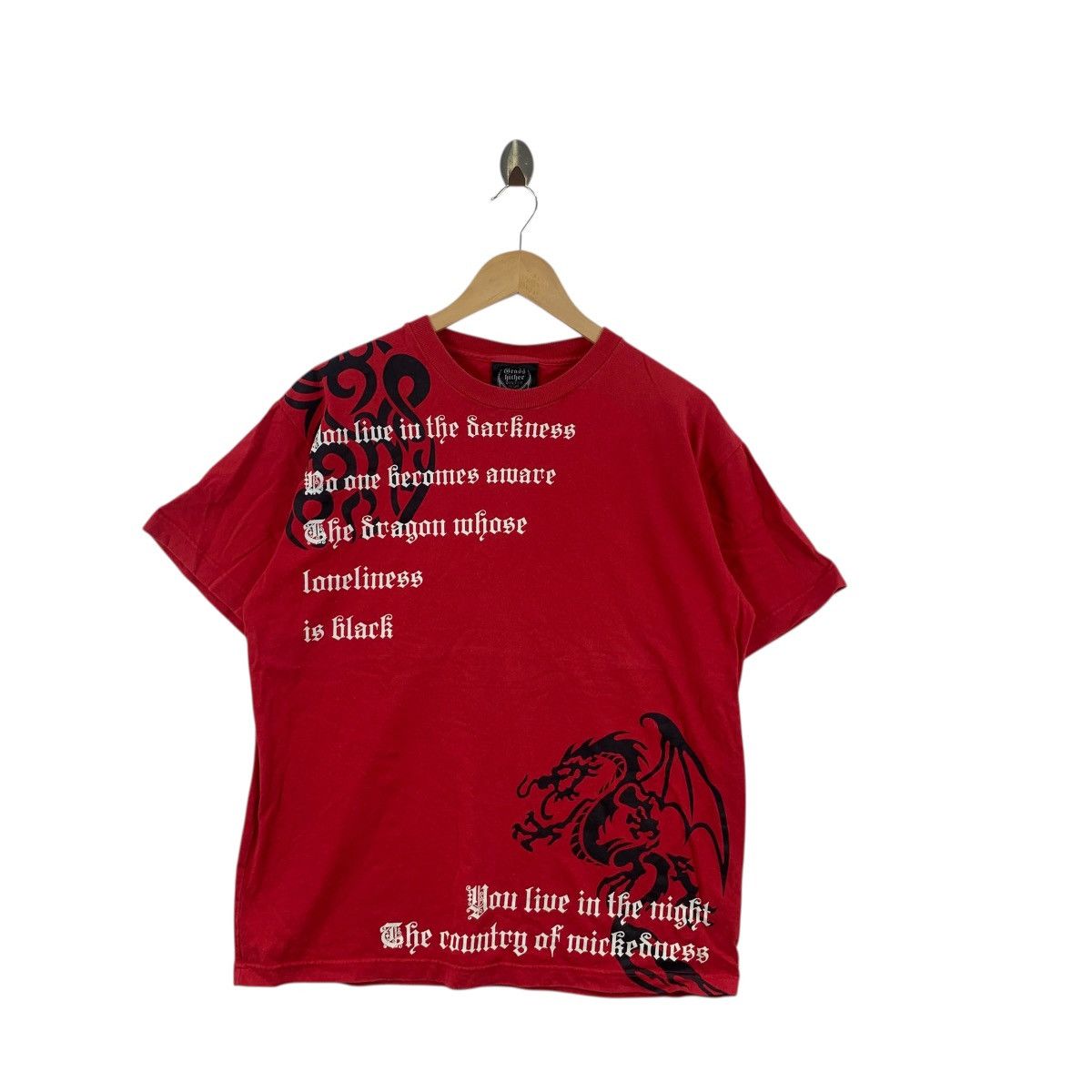 Vintage Vintage GRASS HITHER JAPAN Dragon Loneliness Tee Shirt Top Size L / US 10 / IT 46 - 3 Thumbnail