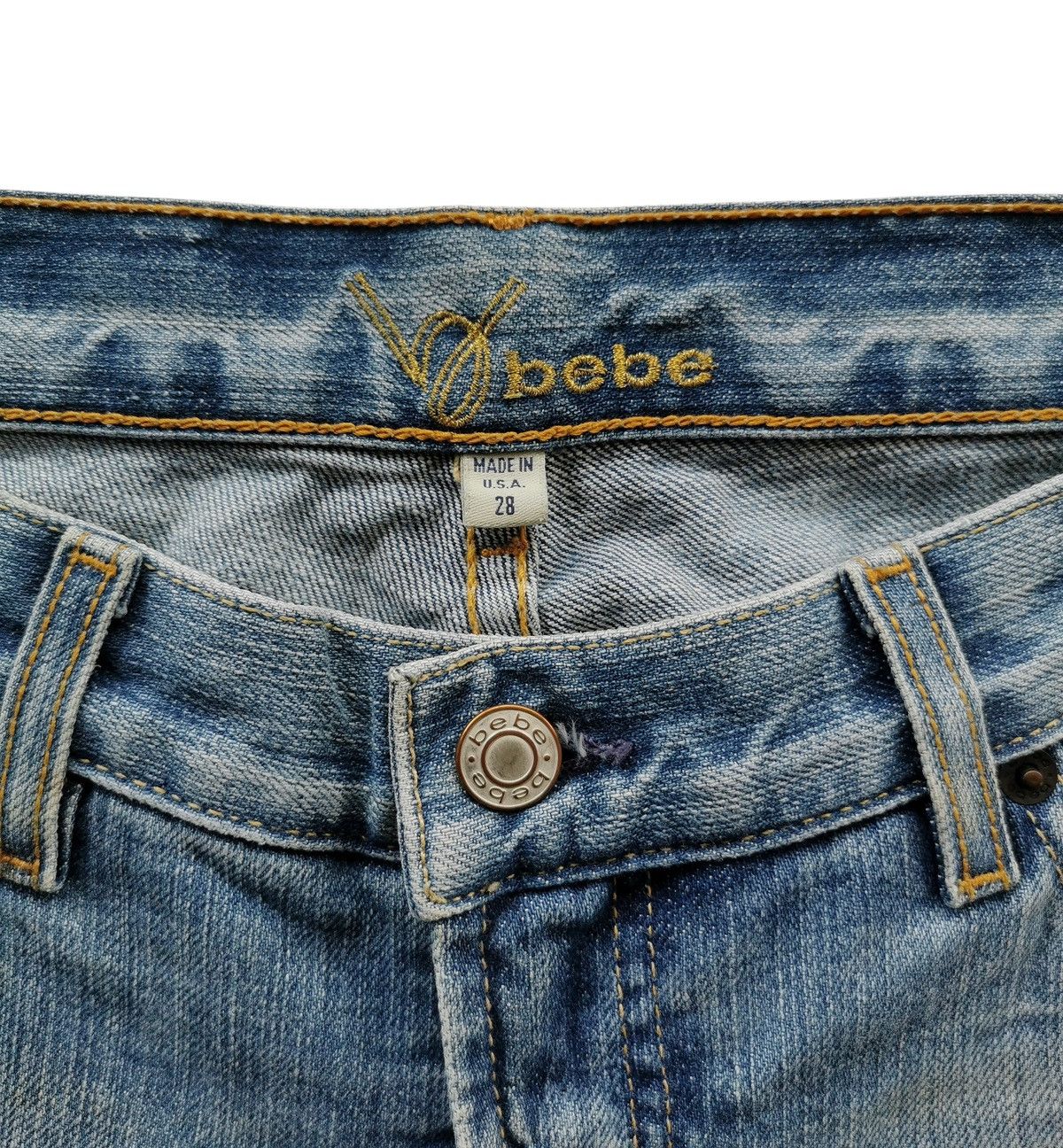 Bebe RARE Flared Bebe Denim Carmen Patchwork Jeans Size 29" - 12 Thumbnail
