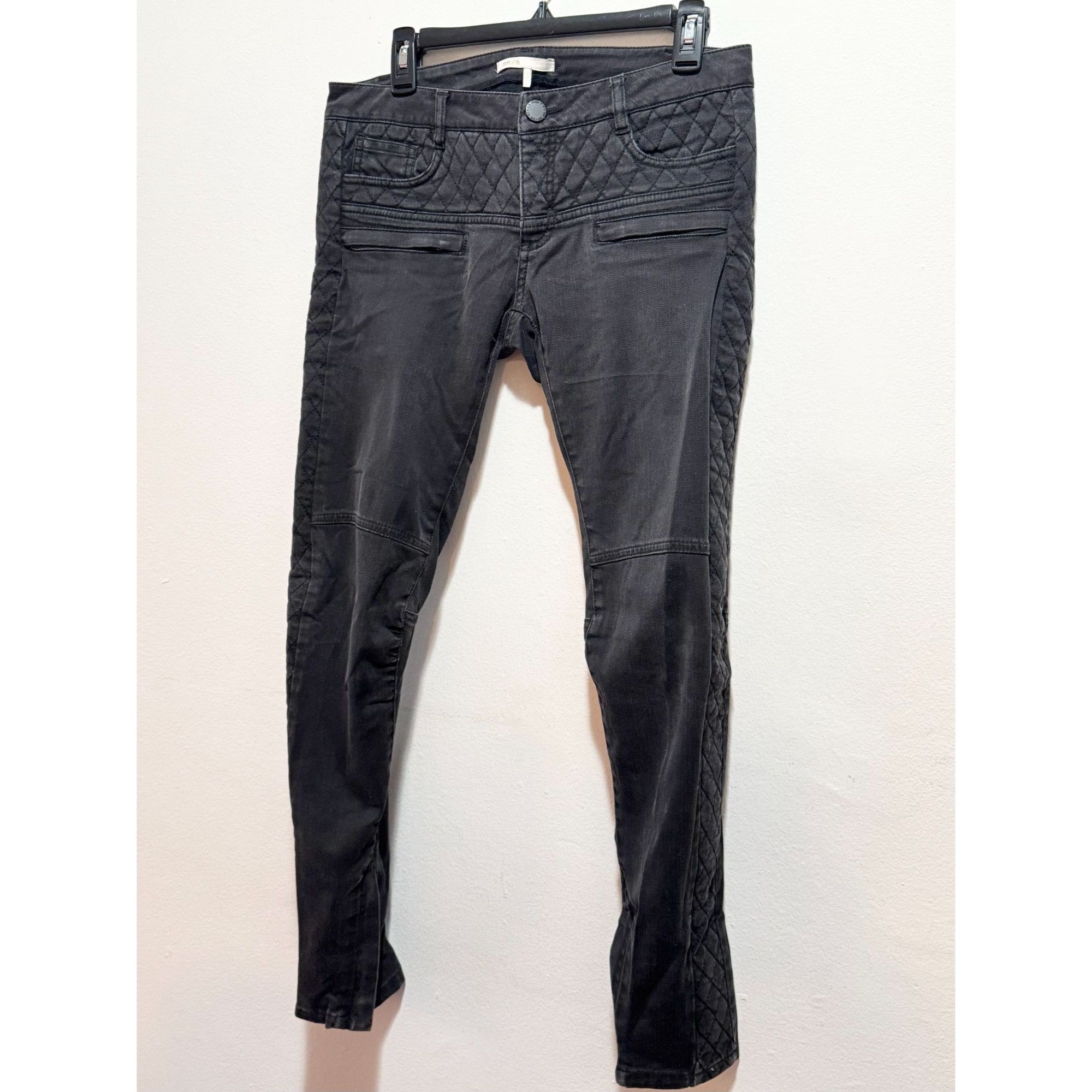Maje Maje Black Denim Stitched Moto Zipper Jeans Size 40 Size 40" / US 18 - 2 Thumbnail