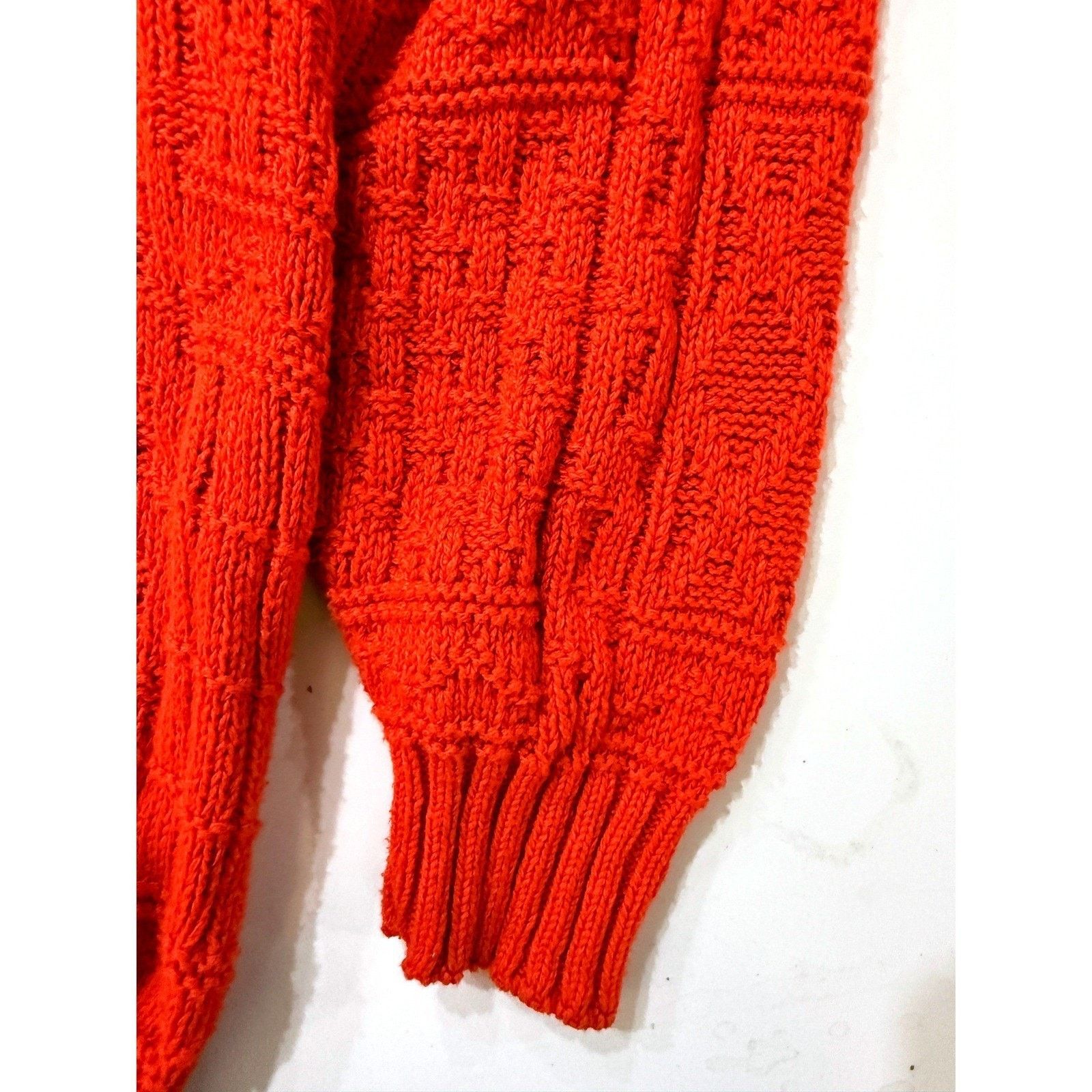 & Other Stories Vintage 80s Hand Knit Cotton Sweater Mens Med USA Textured Size US M / EU 48-50 / 2 - 3 Thumbnail