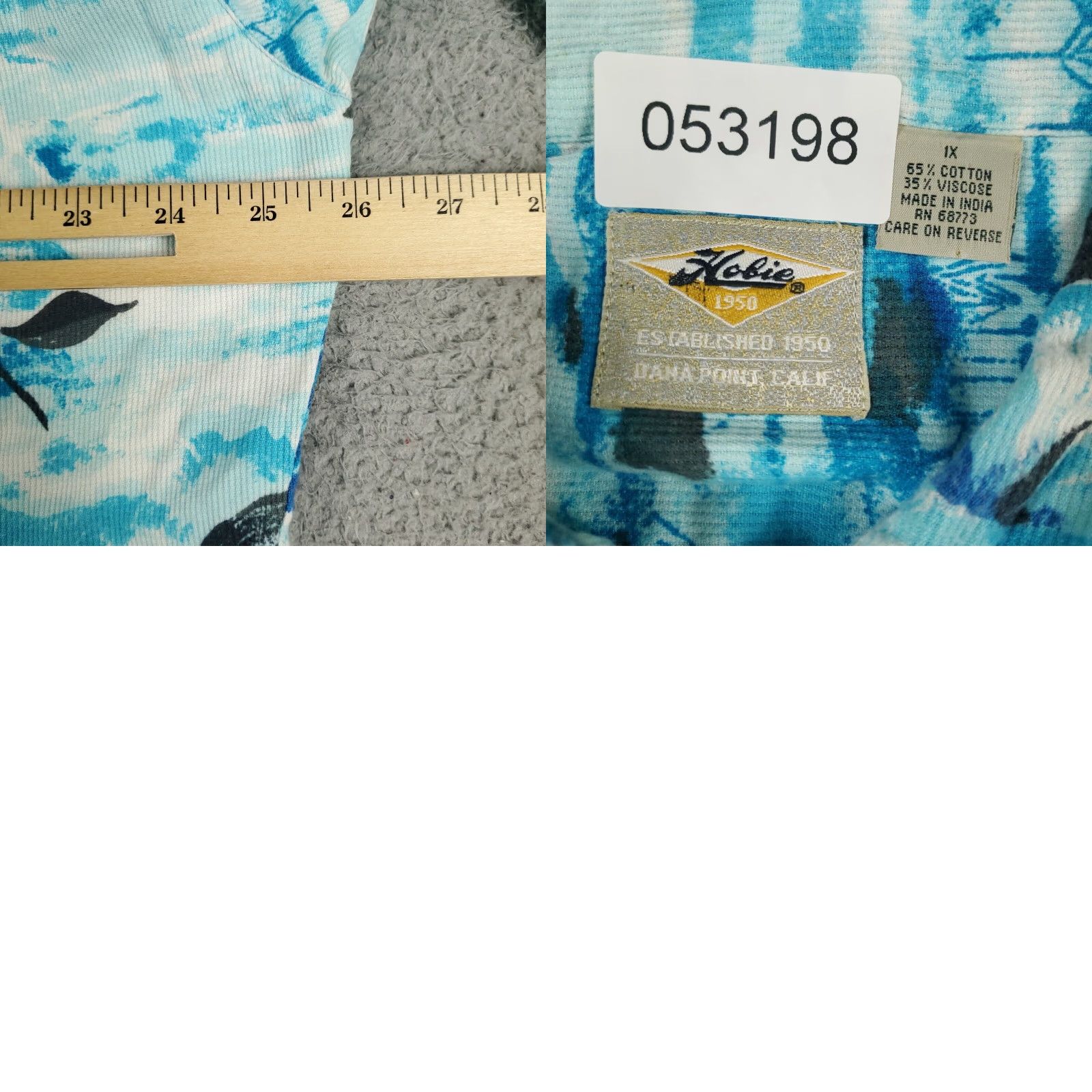 Vintage VINTAGE Hobie Hawaiian Shirt 1X Blue Floral Button-Up Short Sleeve Aloha Mens Size US XL / EU 56 / 4 - 8 Thumbnail
