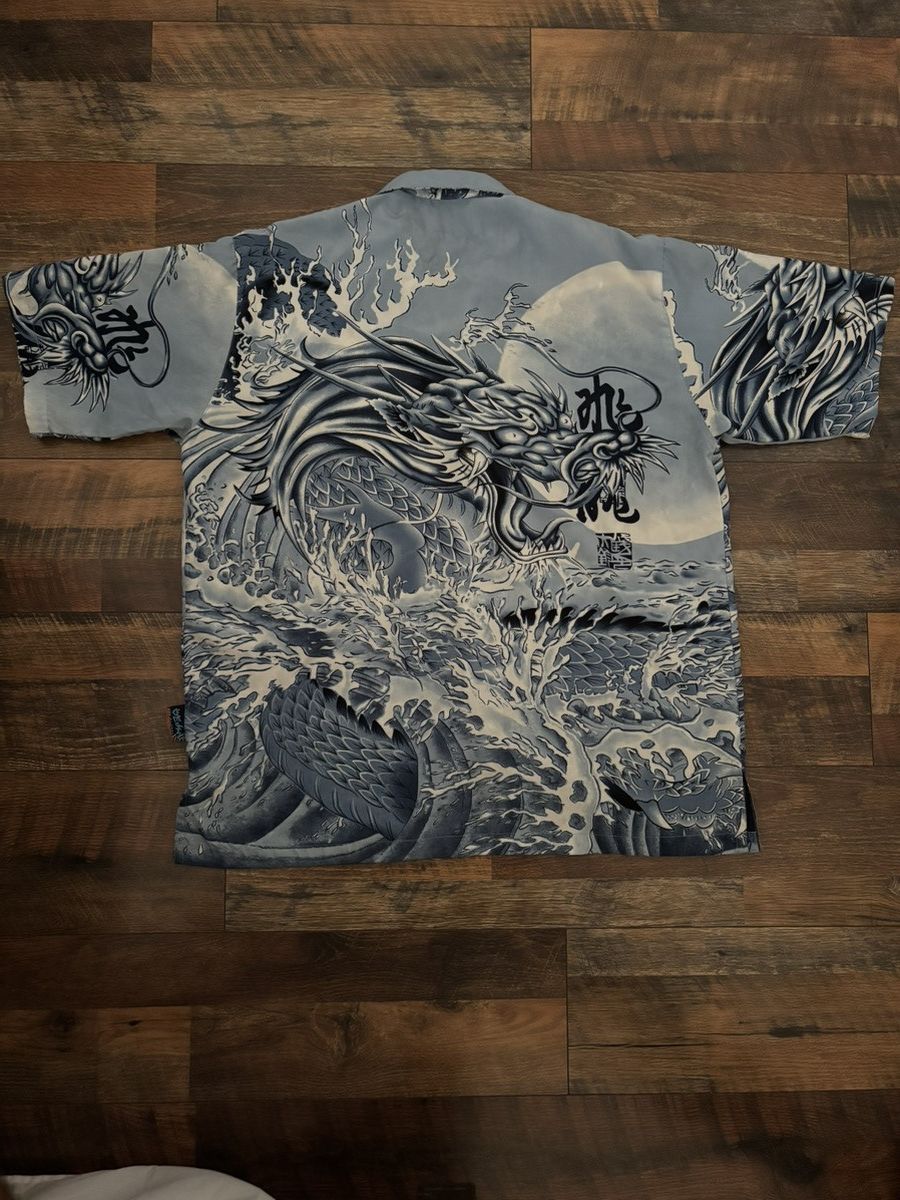 Japanese Brand × Vintage Vintage blue “Hyper” dragon single stitch button up Size US XL / EU 56 / 4 - 2 Thumbnail