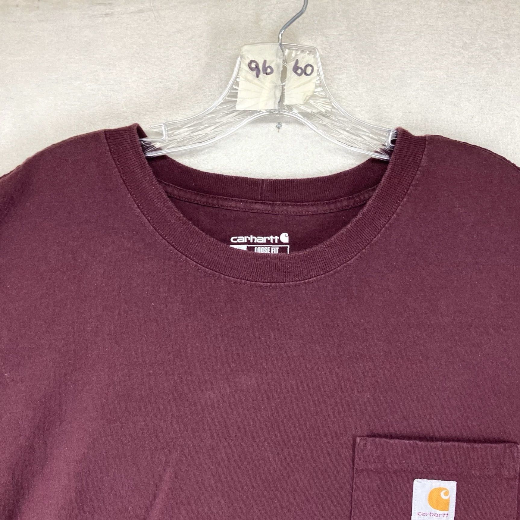 Carhartt Carhartt T-Shirt Mens 4XL Short Sleeve Port Wine Pocket Heavy Cotton Crew Neck Solid Red Relaxed All Seasons Size US XXL / EU 58 / 5 - 6 Thumbnail