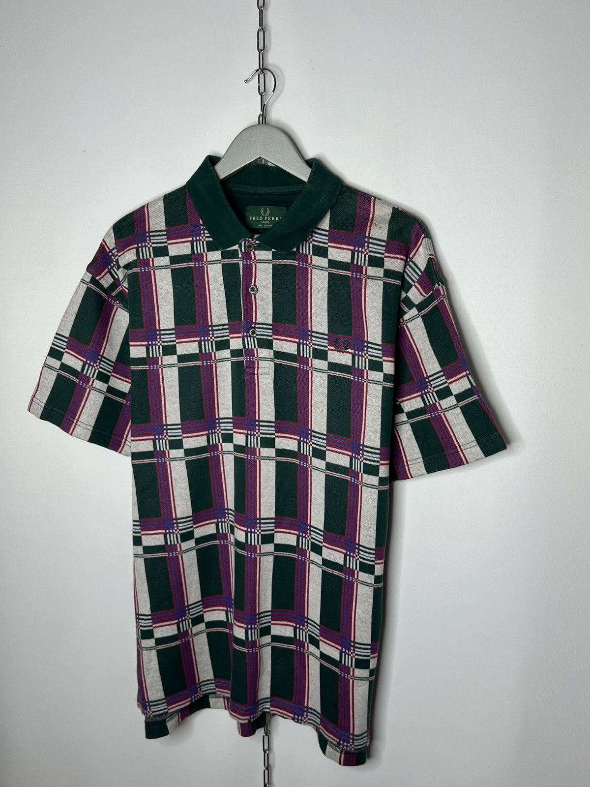 Other 🔥 Rare Vintage Fred Perry Plaid Polo Shirt Short Sleeve 🔥 Size US L / EU 52-54 / 3 - 2 Thumbnail