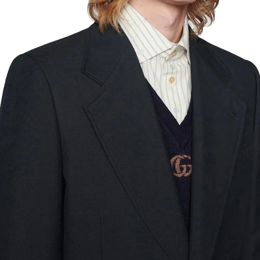 Gucci o1s1wg110225 Cotton Wool Mohair Jacket With Label Dark Blue Size US S / EU 44-46 / 1 - 4 Thumbnail