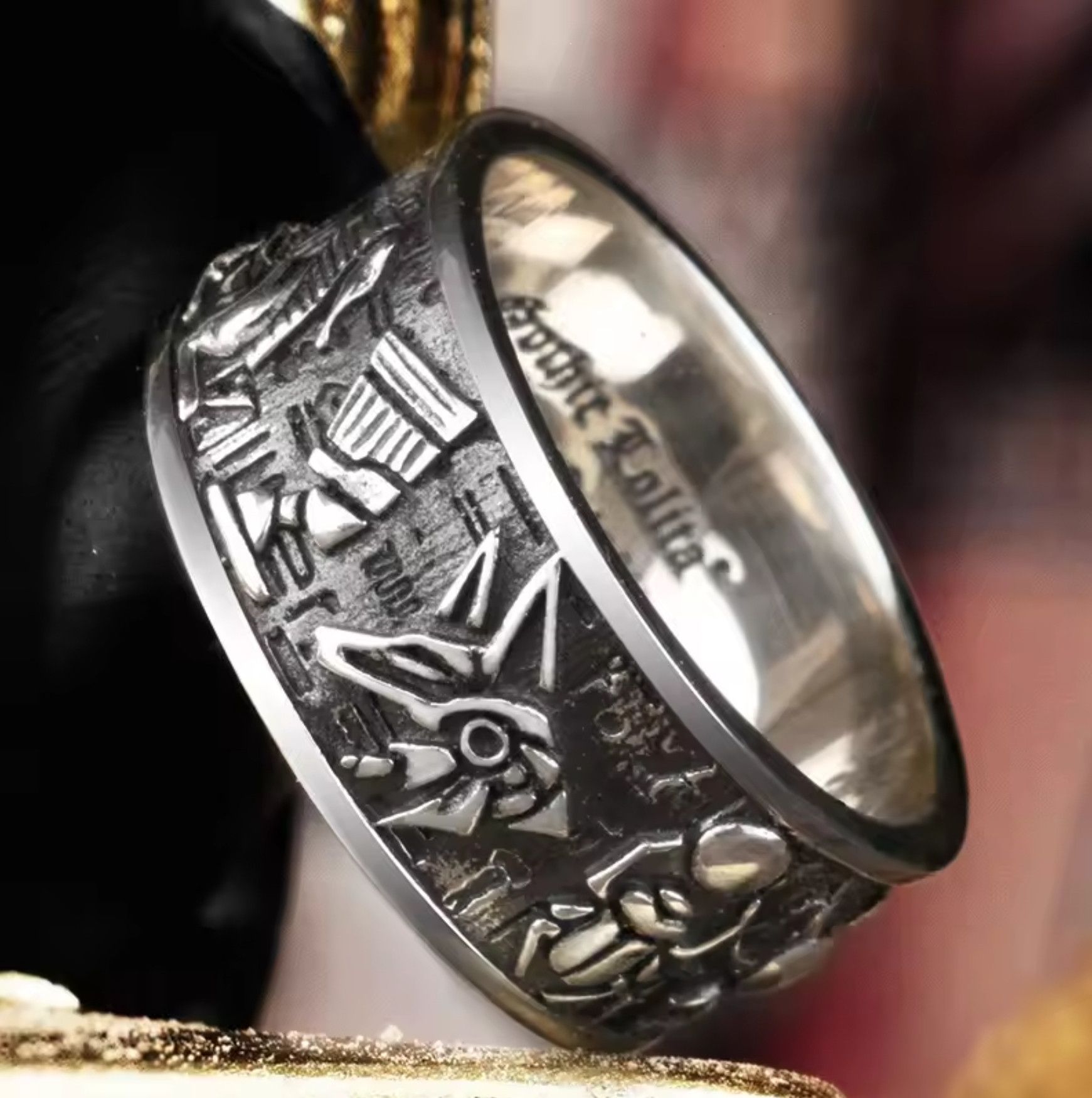 Jewelry × Vintage Resizable Egyptian Gods Horus Anubis Pharaoh Ring Size ONE SIZE - 7 Thumbnail