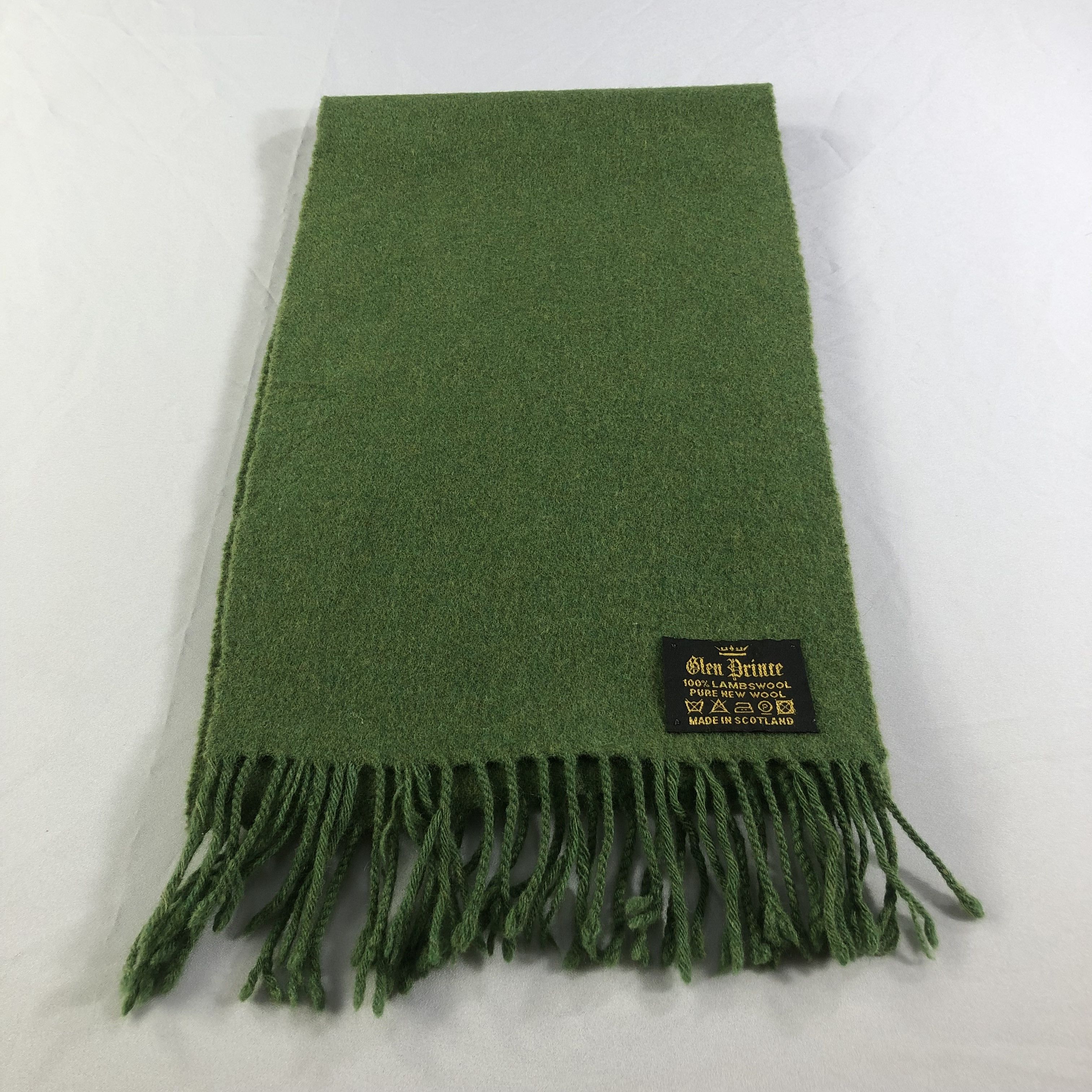 Vintage Glen Prince Plain Green Wool Scarf Muffler V1528 Size ONE SIZE - 2 Thumbnail