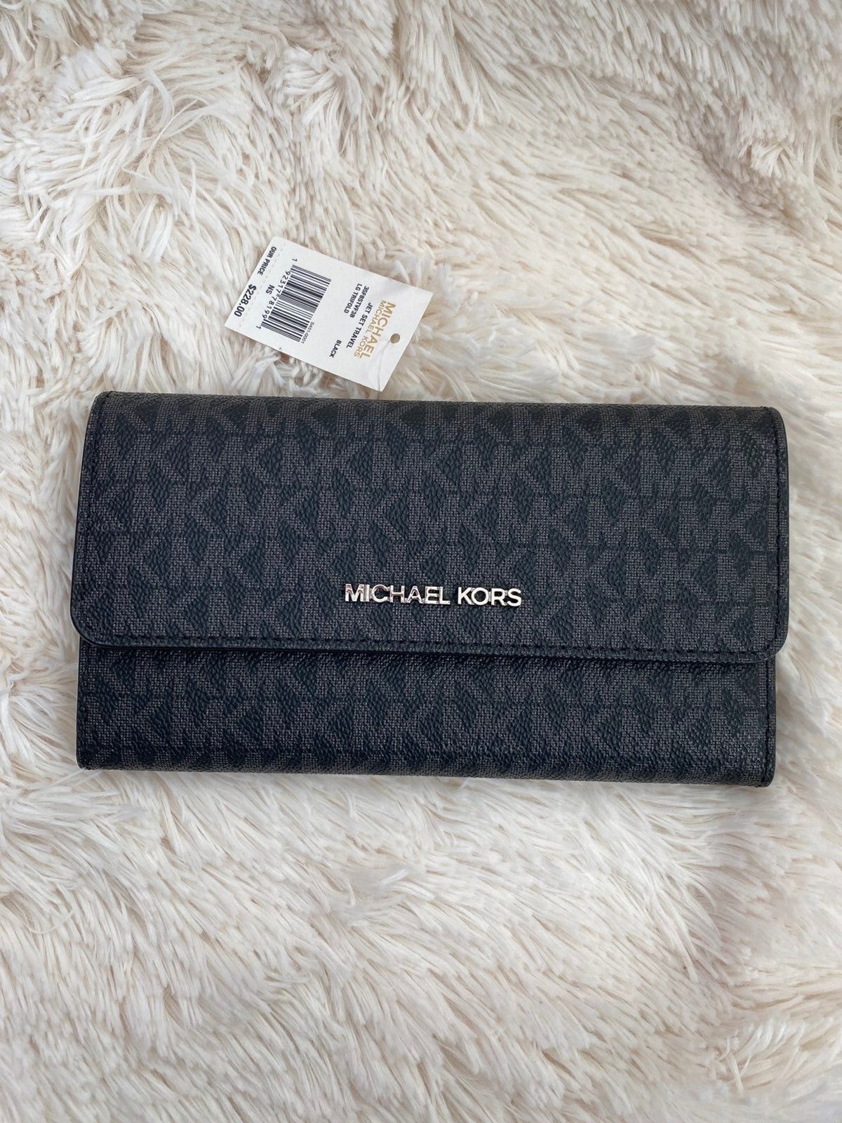 Michael kors Trifold Wallet Purse Large Jet Set Travel Blac