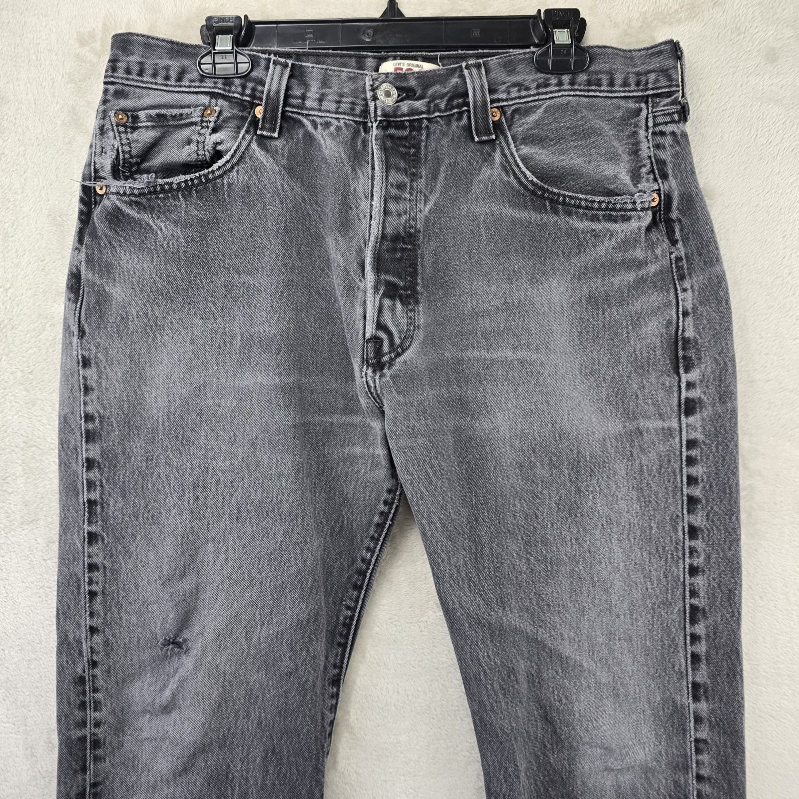 Levi's Levis 501 Jeans Mens 38x34 (Fits 34x30) Black Distressed Y2K Size US 34 / EU 50 - 2 Thumbnail