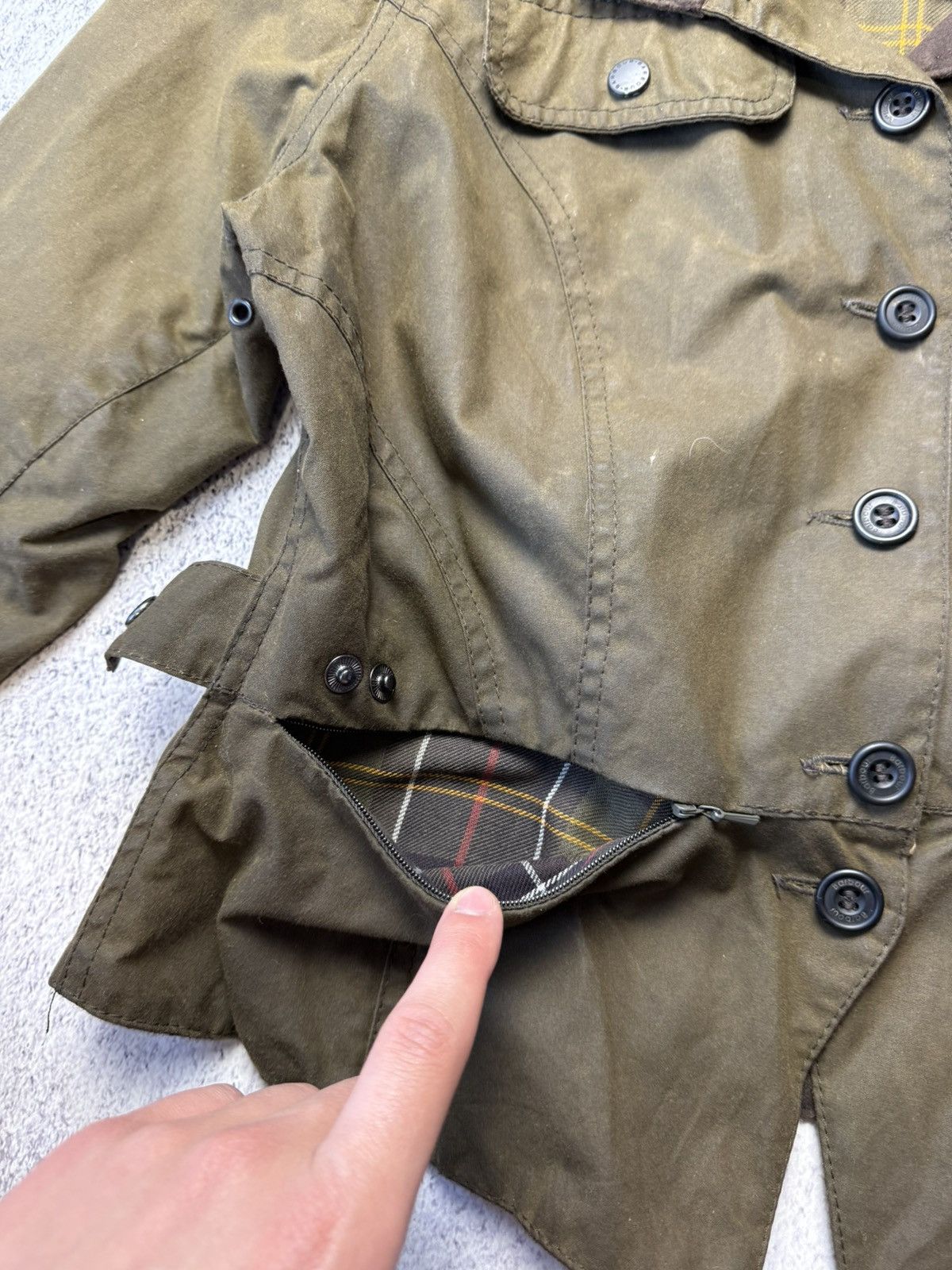 Barbour Women's Made in England Waxed Peplum Jacket - Sage