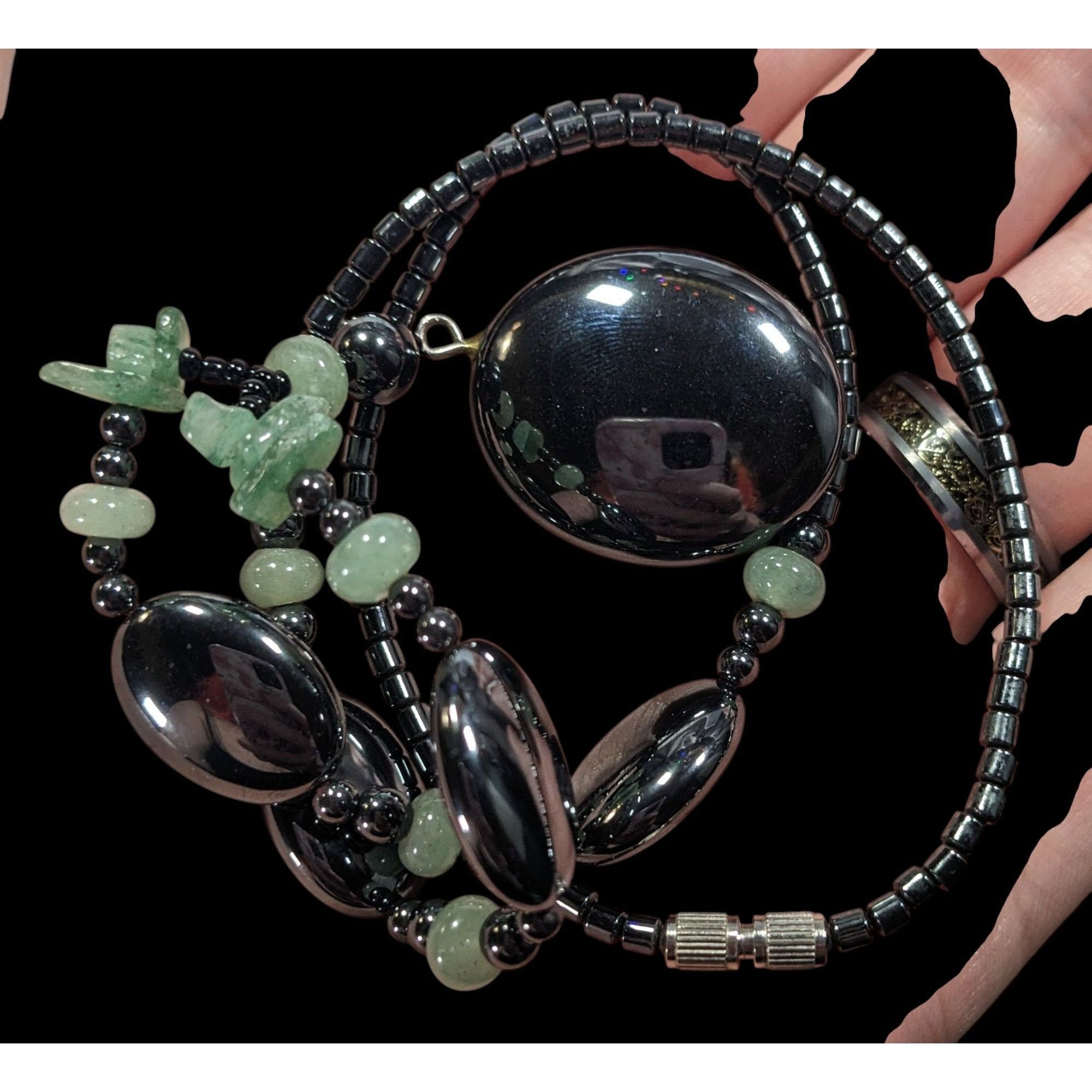 Other Handmade Hematite And Green Amethyst Beaded Drop Necklace Size ONE SIZE - 5 Thumbnail