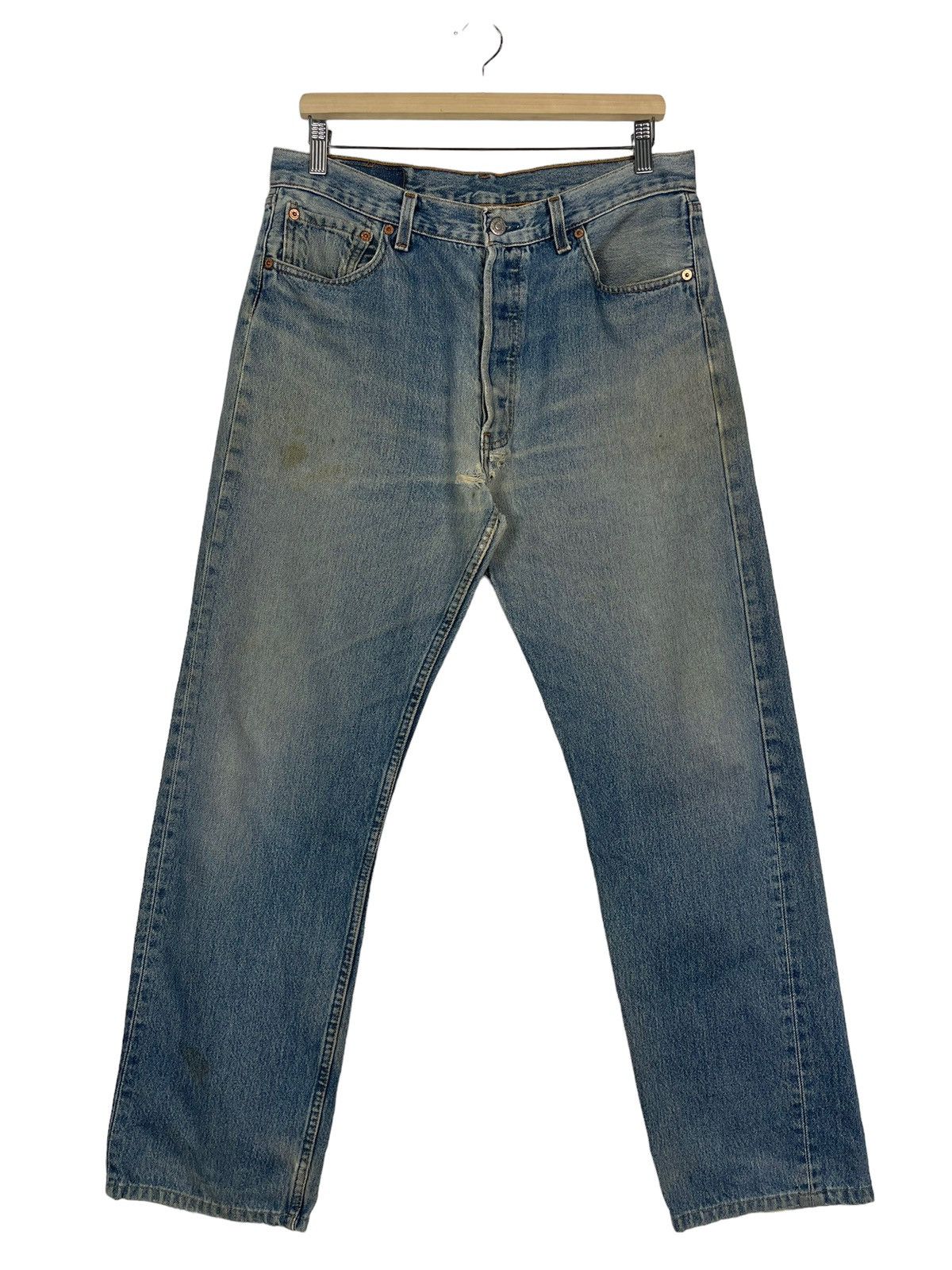 Levi's Vintage 90s Levis 501 Faded Blue Button Fly Distressed Denim Size US 34 / EU 50 - 1 Thumbnail