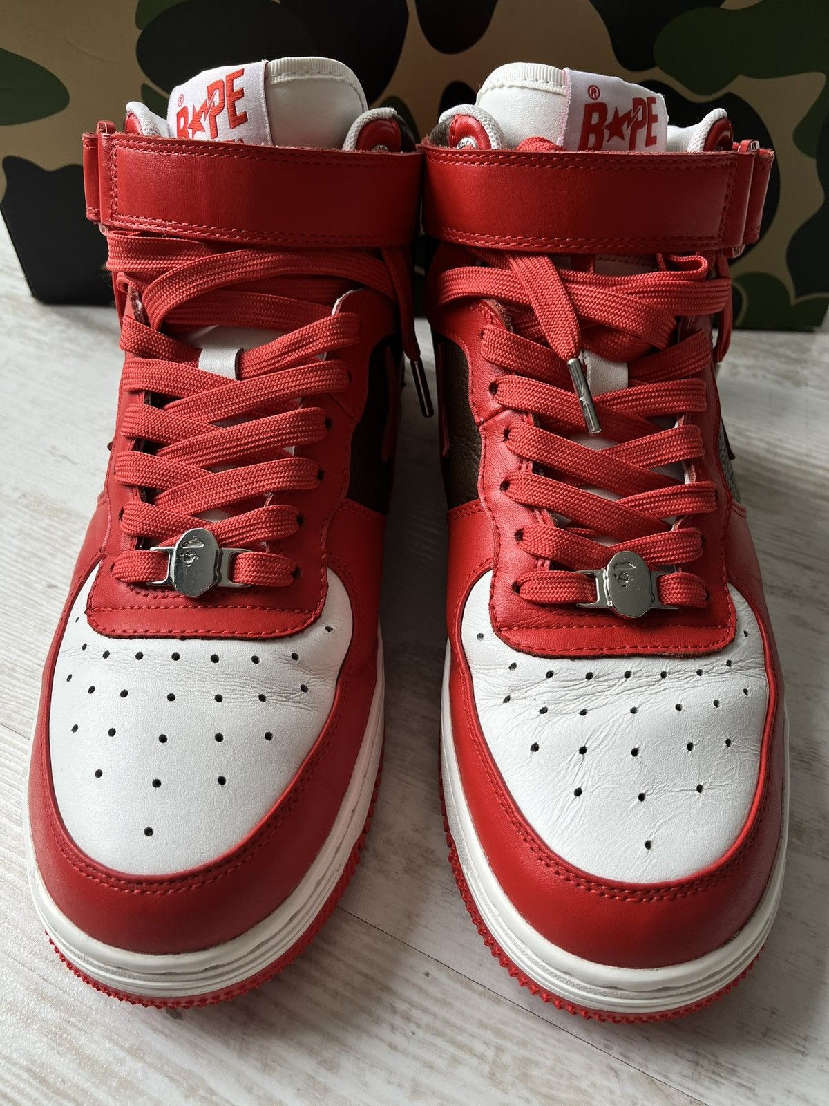 Bape A Bathing Ape Bape Sta Mid Red White Brown Sneakers US 10 Size US 10 / EU 43 - 6 Thumbnail