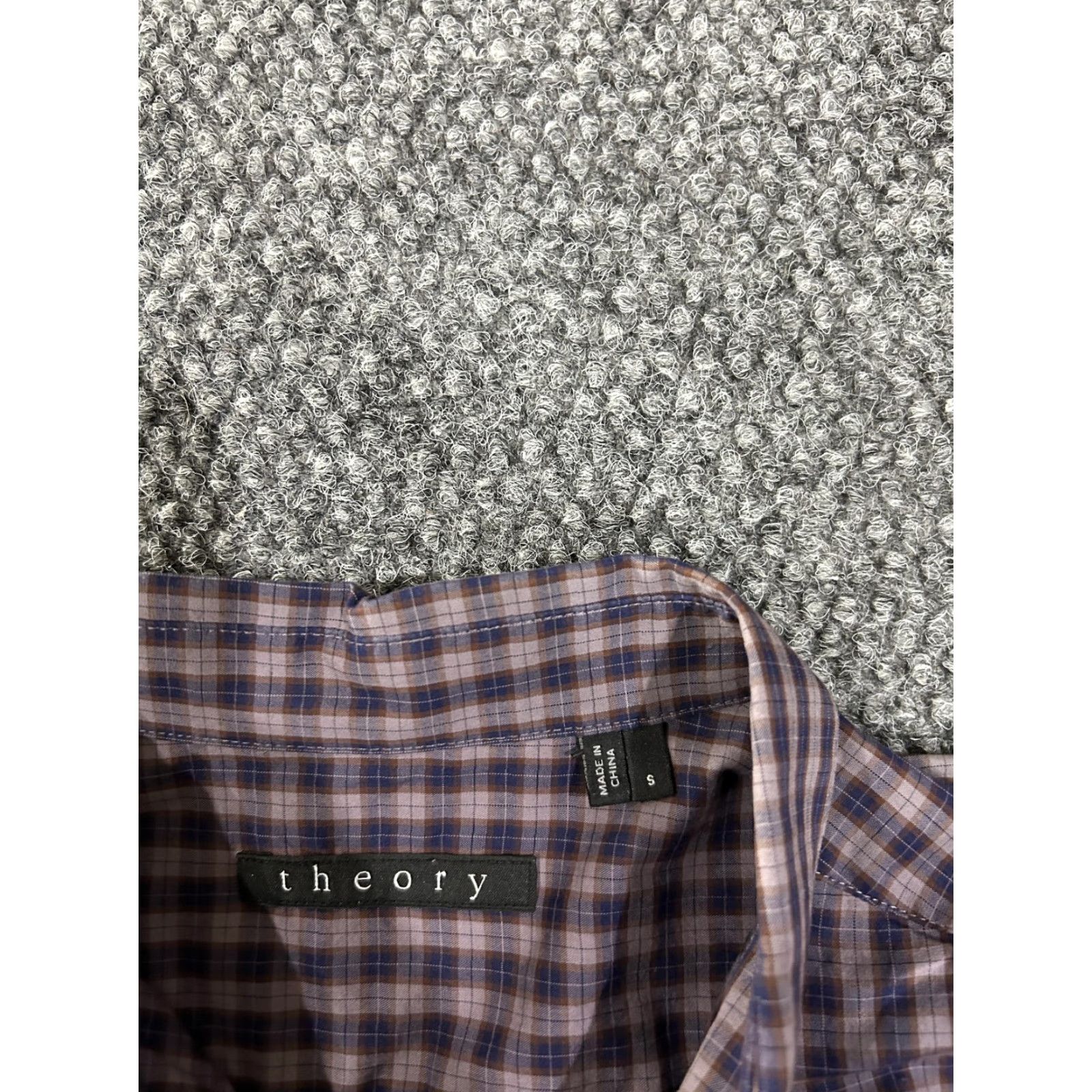 Theory Theory Shirt Mens Small Purple Blue Plaid Long Sleeve Button Up Cotton Casual Size US S / EU 44-46 / 1 - 4 Thumbnail