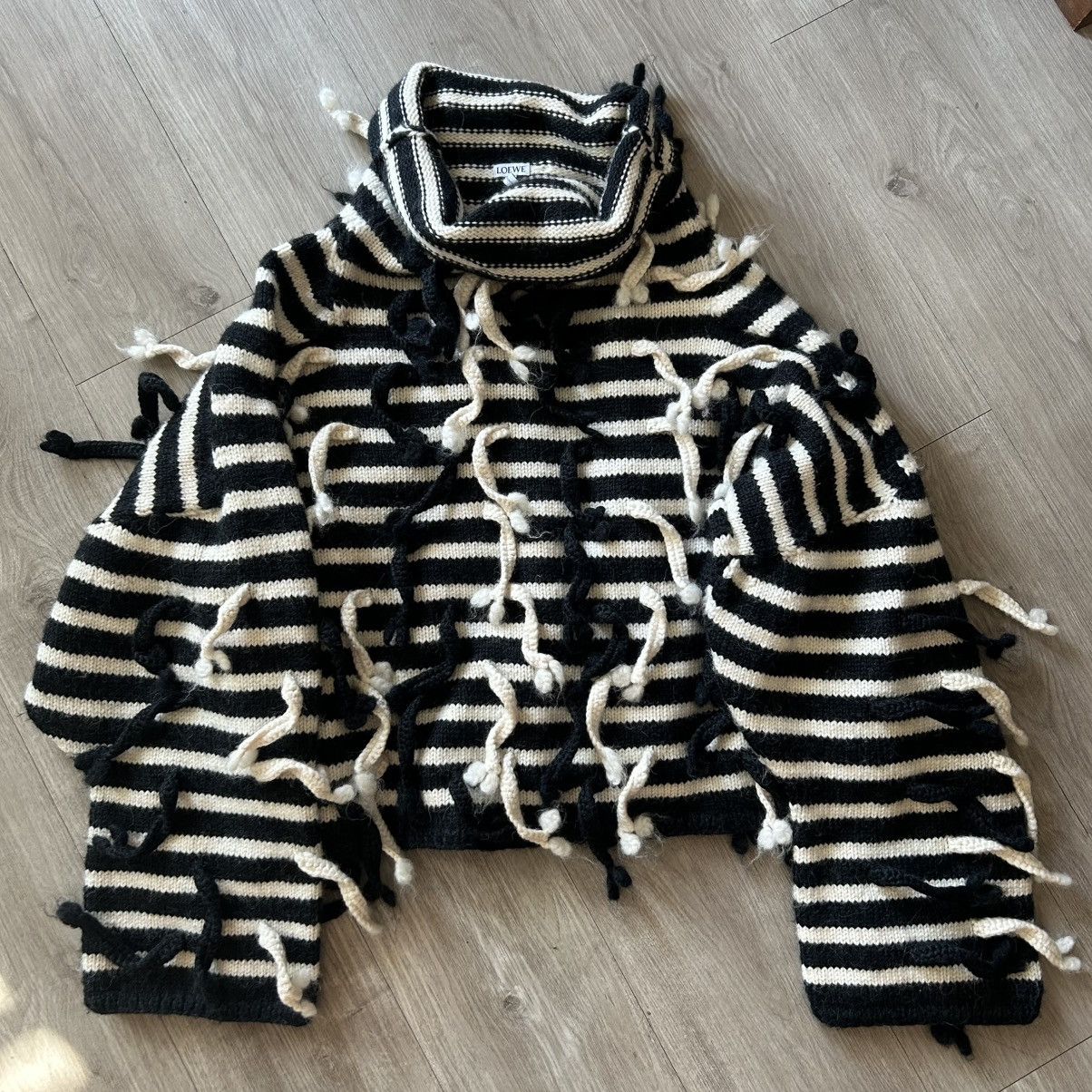 Loewe Loewe heavyweight striped tassel fringe wool sweater Size US L / EU 52-54 / 3 - 1 Thumbnail