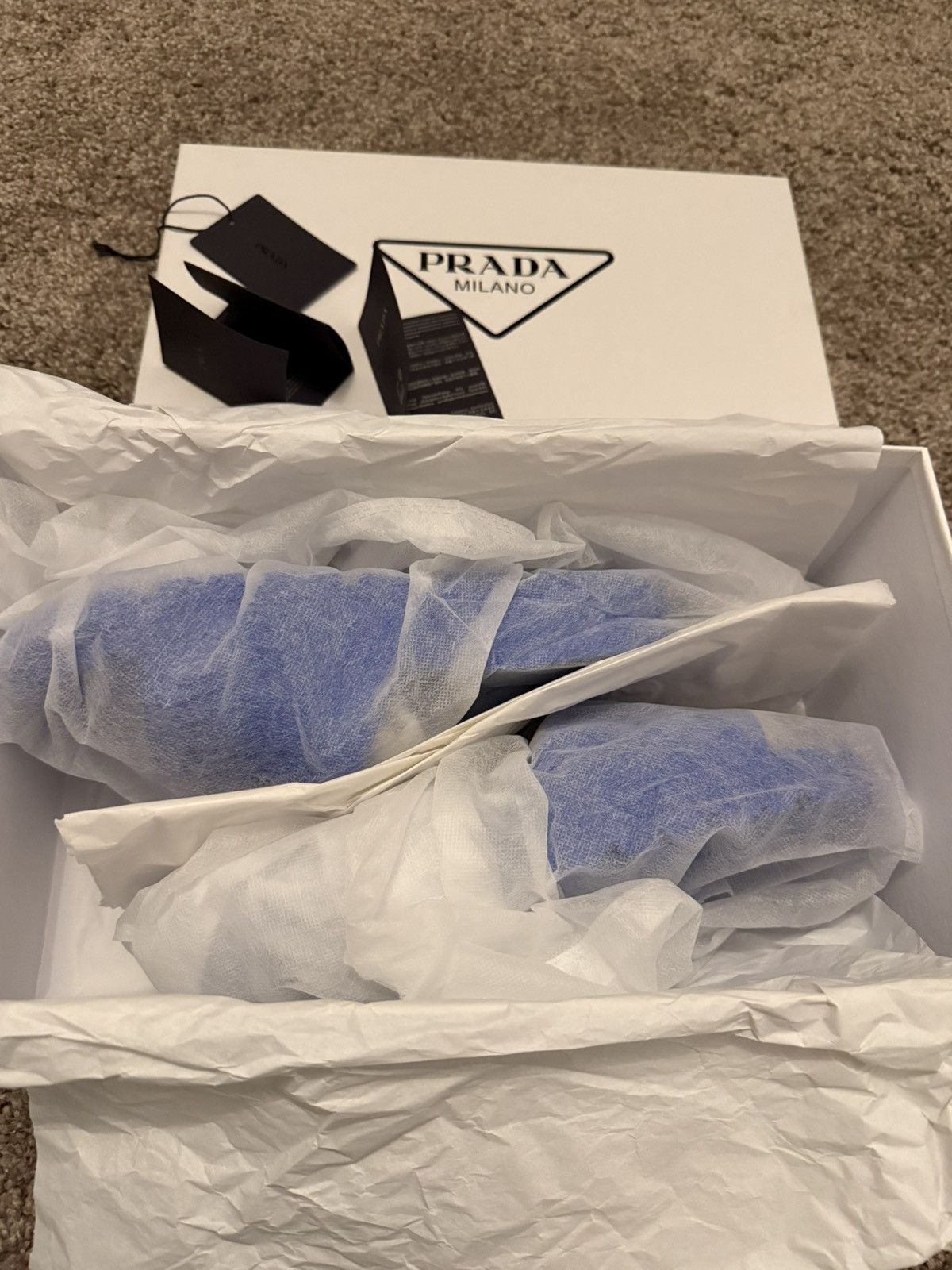 Prada Prada beach slip on slides logo plaque blue 41 Size US 8 / EU 41 - 12 Thumbnail
