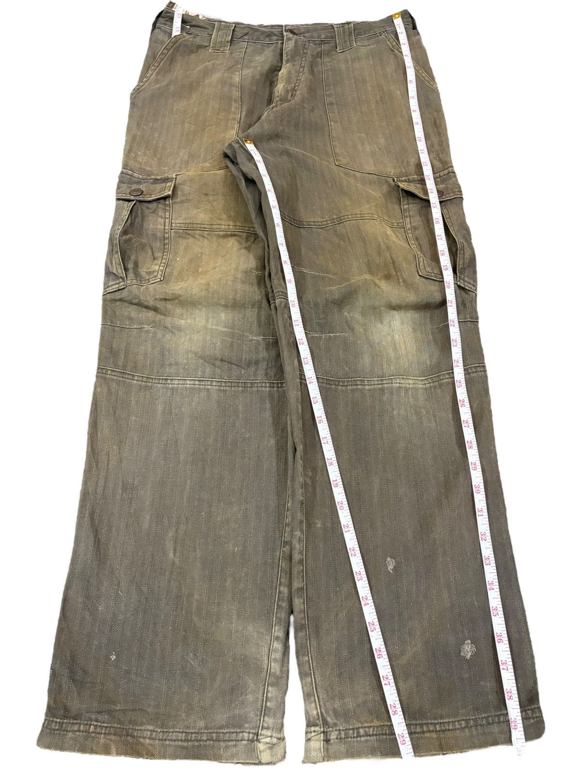 Japanese Brand Vintage Japanese Brand Rusty Wash Distress Baggy Cargo Jeans Size US 31 - 11 Thumbnail