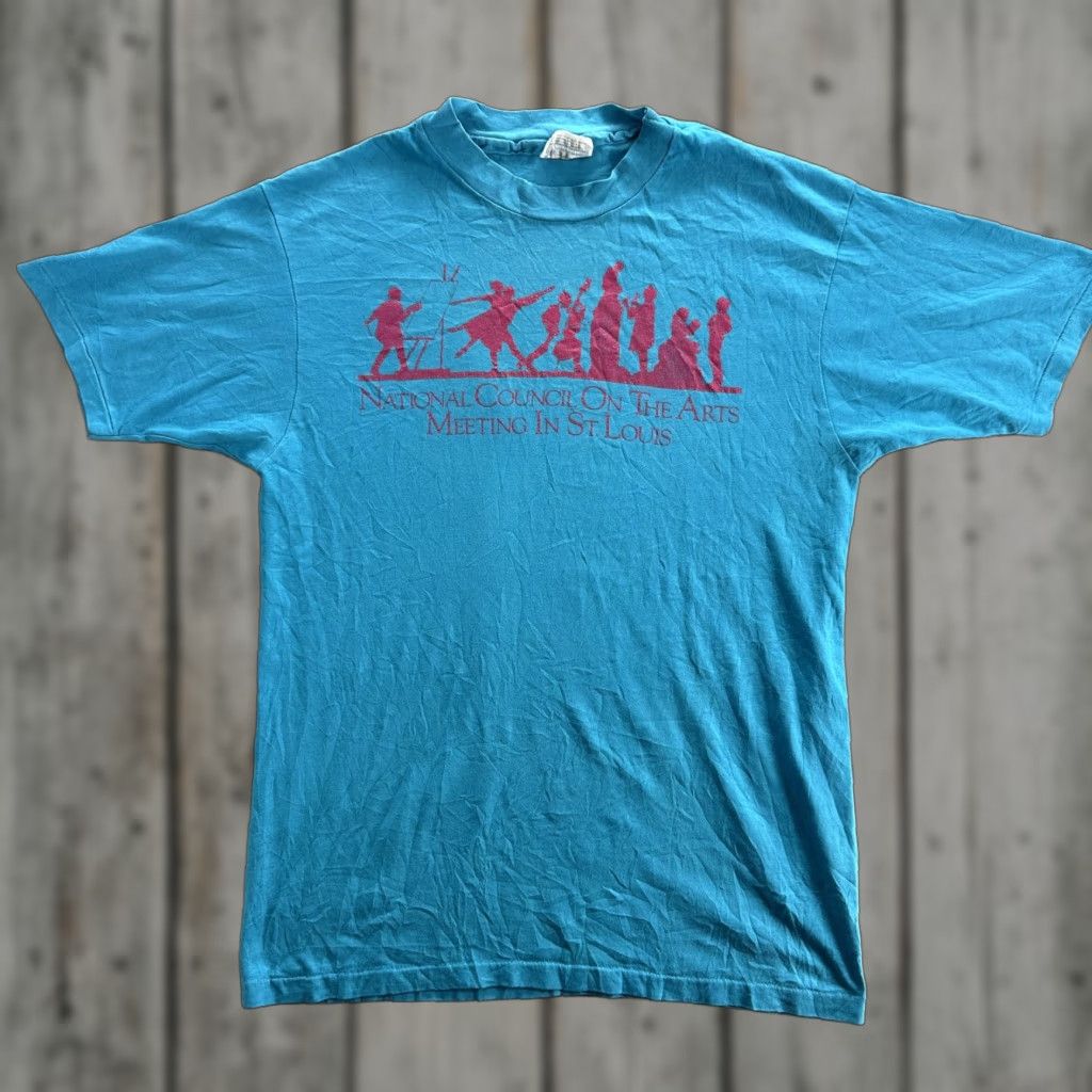 Hanes VINTAGE Hanes Shirt Mens Large Blue St Louis National Council On The Arts 80s Tee Graphic Print Limited Edition Size US L / EU 52-54 / 3 - 1 Thumbnail