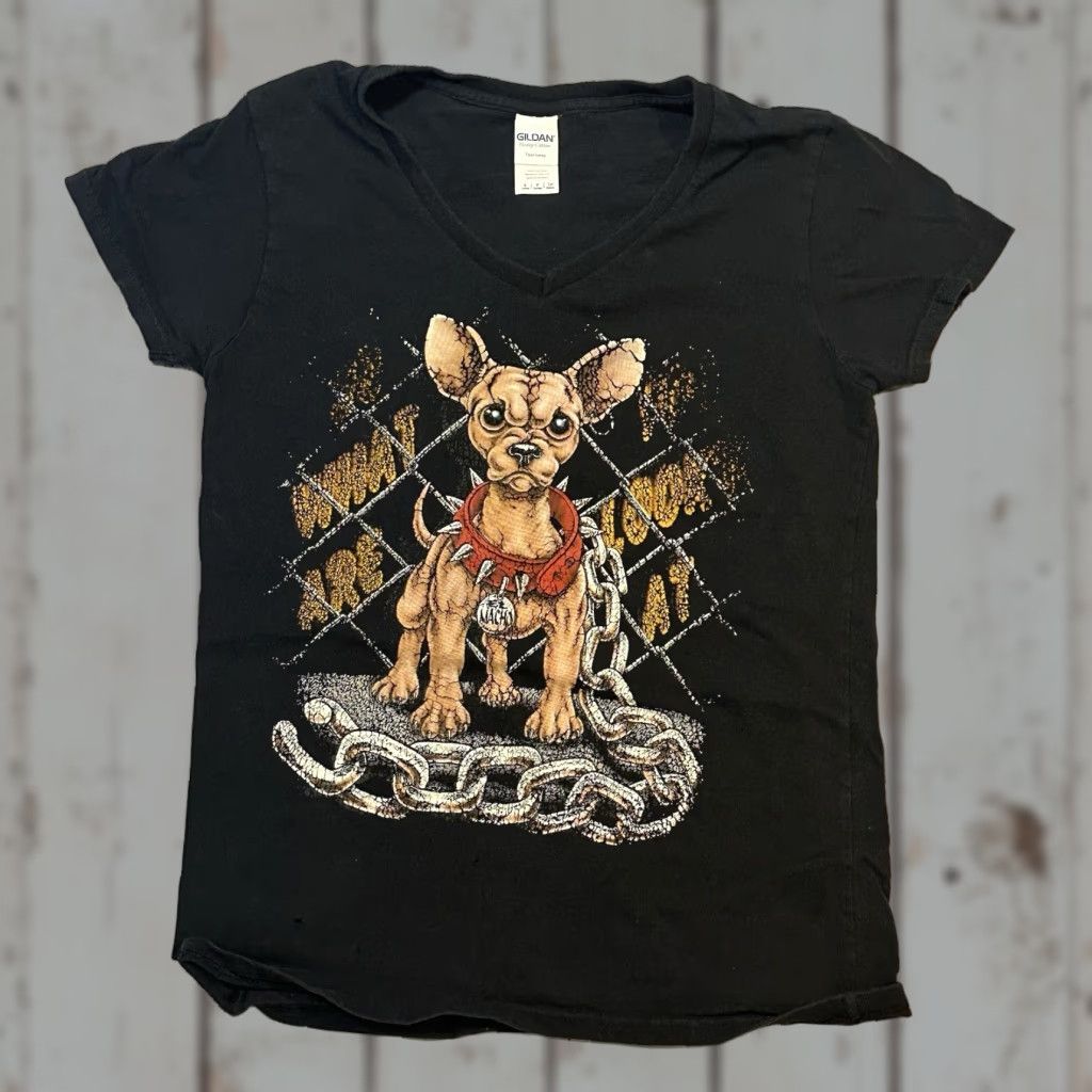 Gildan Gildan T-Shirt Woman Small Multicolor Graphic Print Top Dawg Chihuahua Bulldog Tee Shirt Round Neck Short Sleeve 100% Cotton Regular Womens Size S / US 4 / IT 40 - 1 Thumbnail
