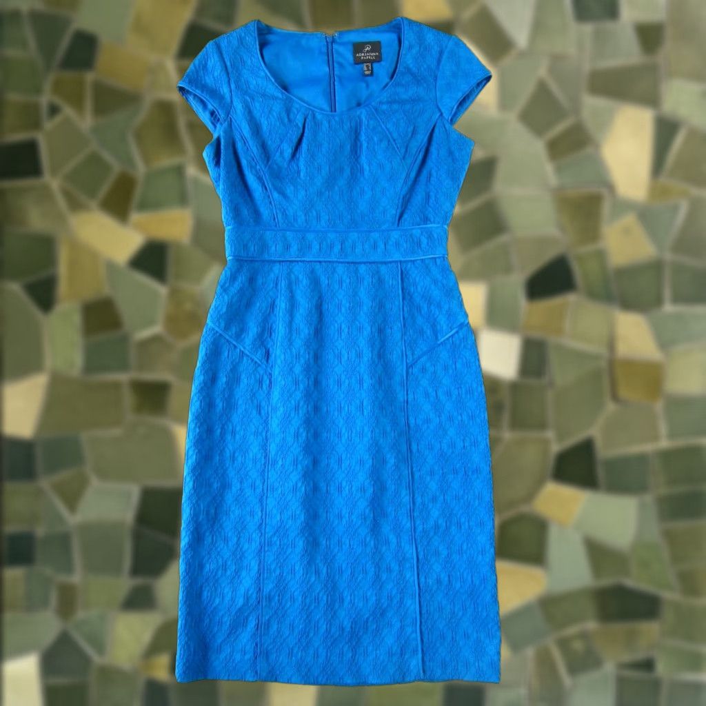 Adrianna Papell Adrianna Papell Royal Blue 60's Style Cap Sleeve Sheath Pencil Straight Dress 2 Size XS / US 0-2 / IT 36-38 - 1 Thumbnail