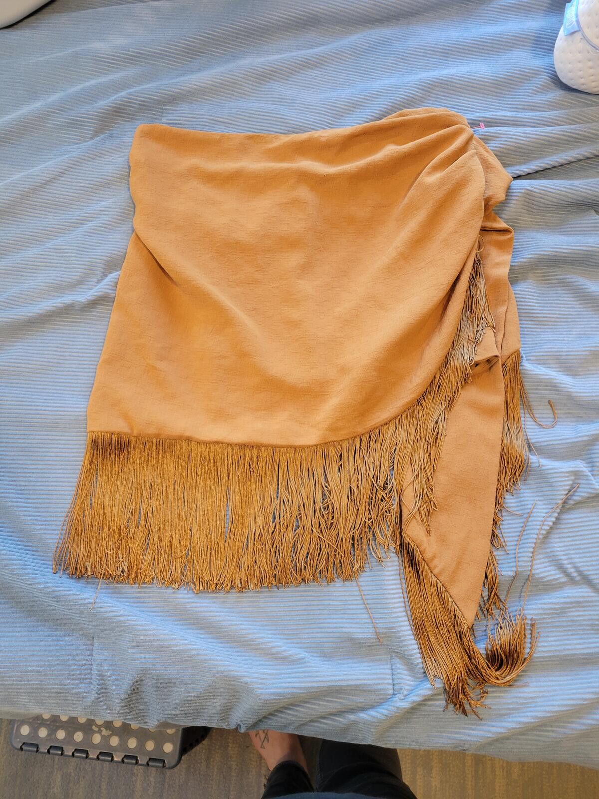 Zara ZARA Medium Brown Fringe Wrap Skirt Size 32" / US 10 / IT 46 - 2 Thumbnail