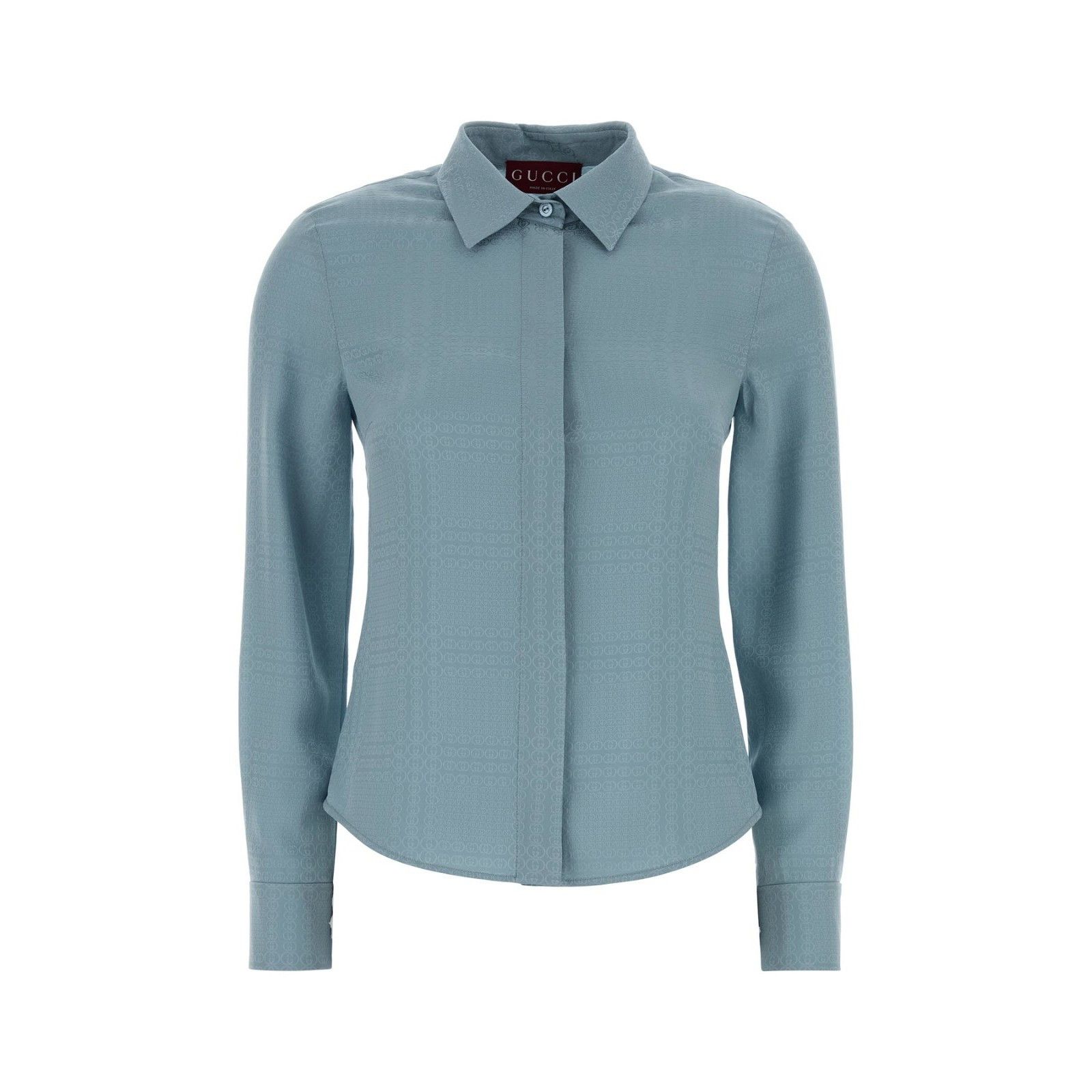 GUCCI Light-Blue Silk Shirt New & Authentic (Women's size:IT