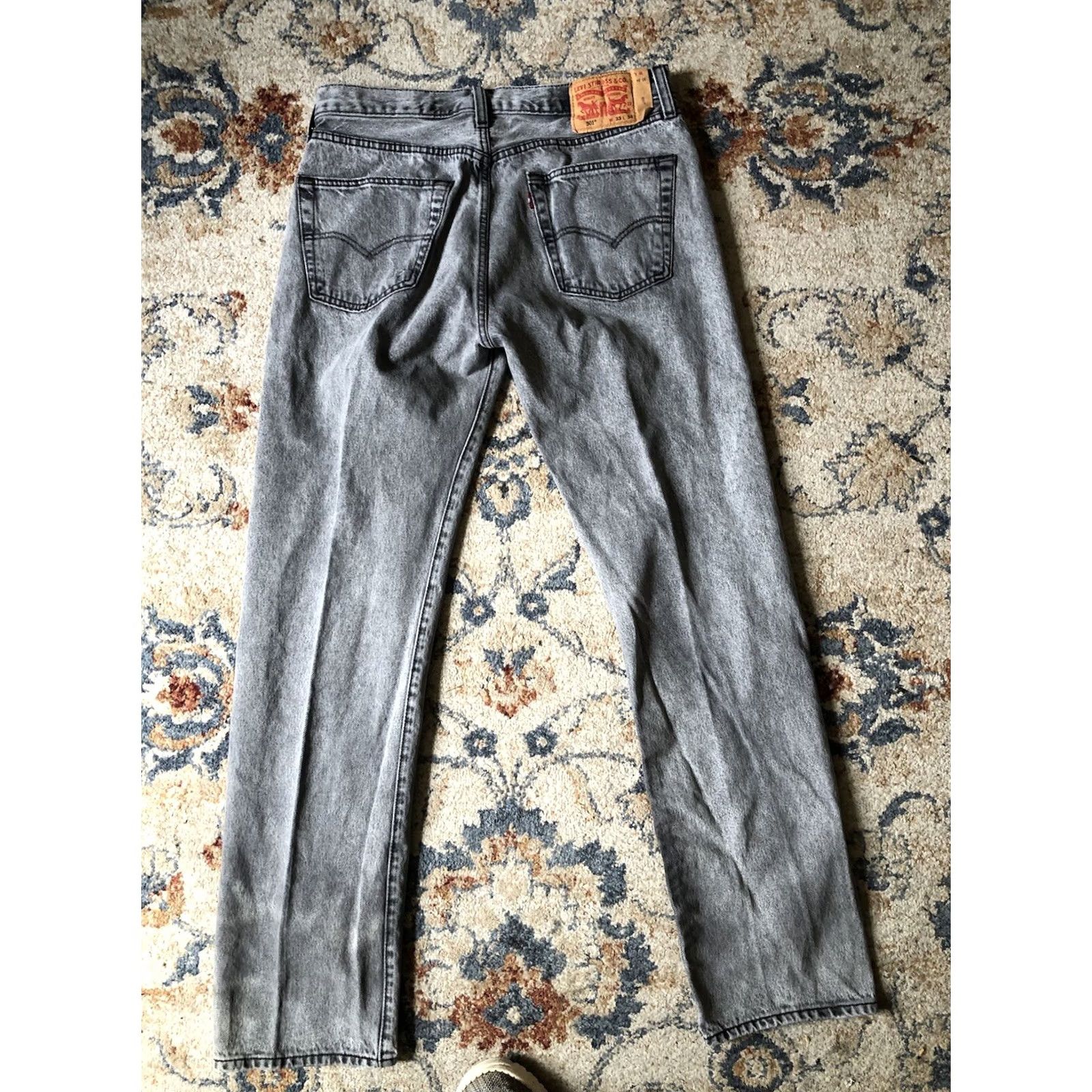 Levi's Levi's 501 Jeans Gray Denim Pants 33x34 Button Fly Straight Regular Mens Size US 33 - 6 Thumbnail