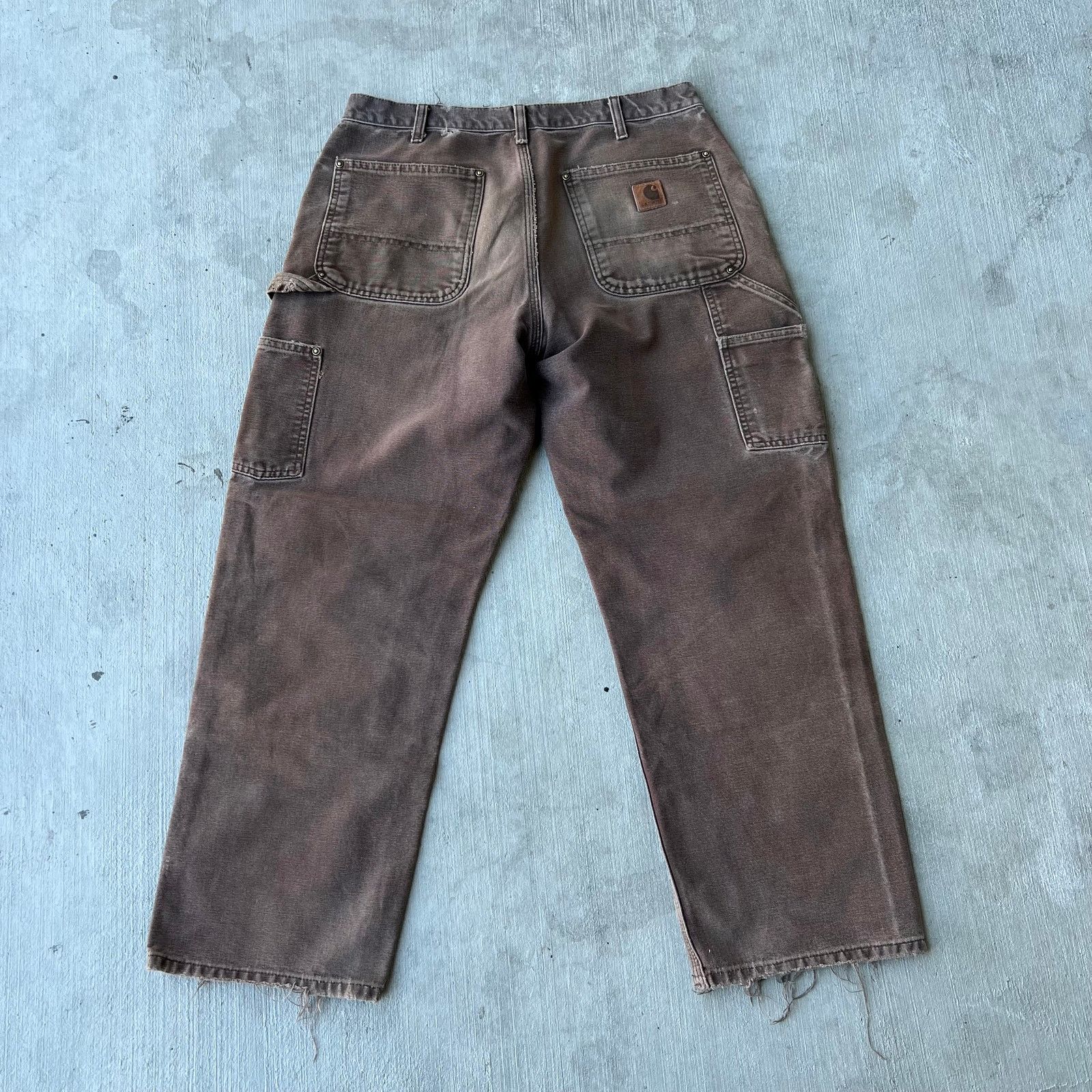 Carhartt × Vintage Carhartt brown faded double knee work wear carpenter pants Size US 31 - 4 Thumbnail