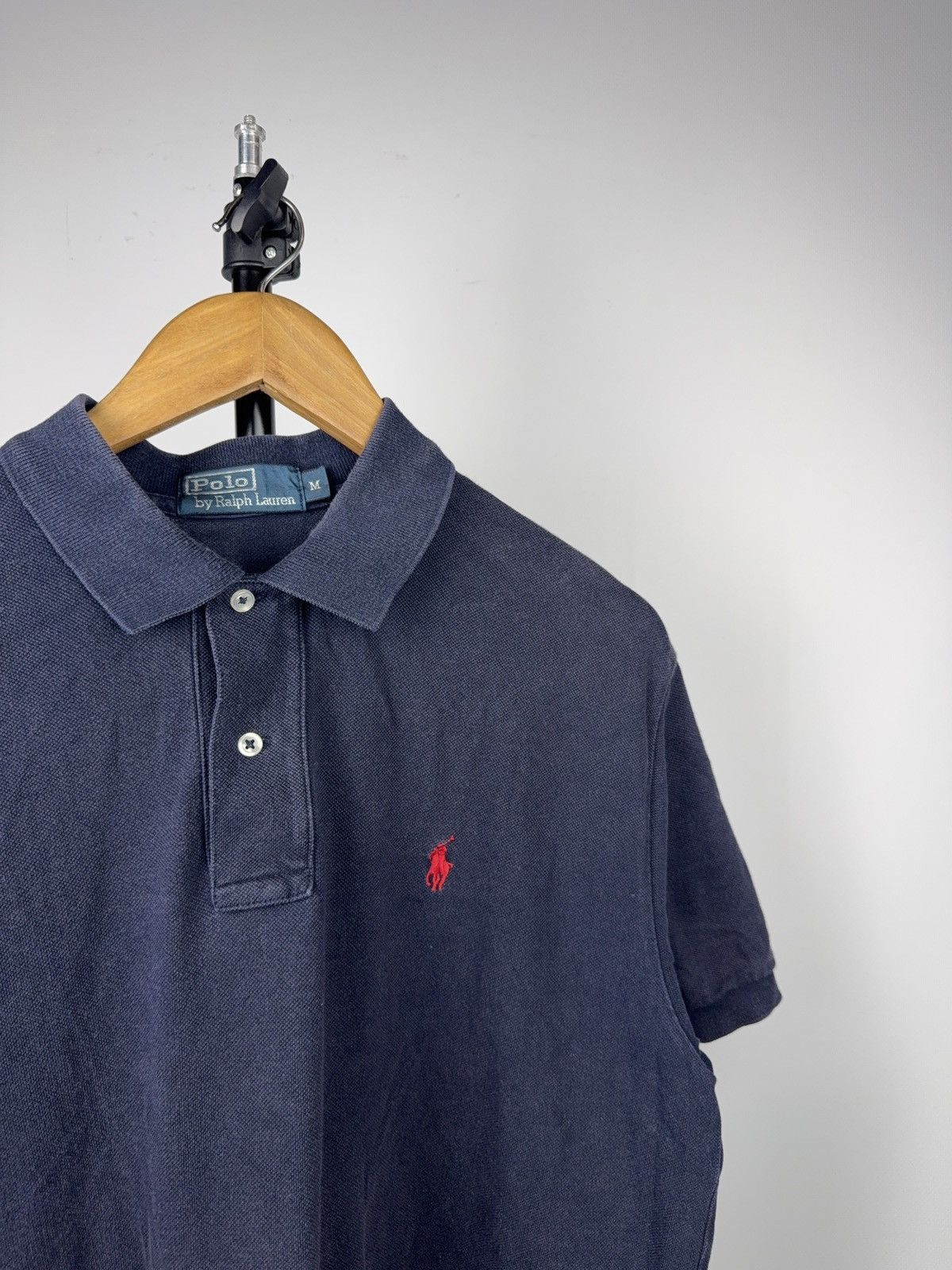 Polo Ralph Lauren Vintage 90s Retro Faded Polo Ralph Lauren Navy Polo Shirt M Size US M / EU 48-50 / 2 - 2 Thumbnail