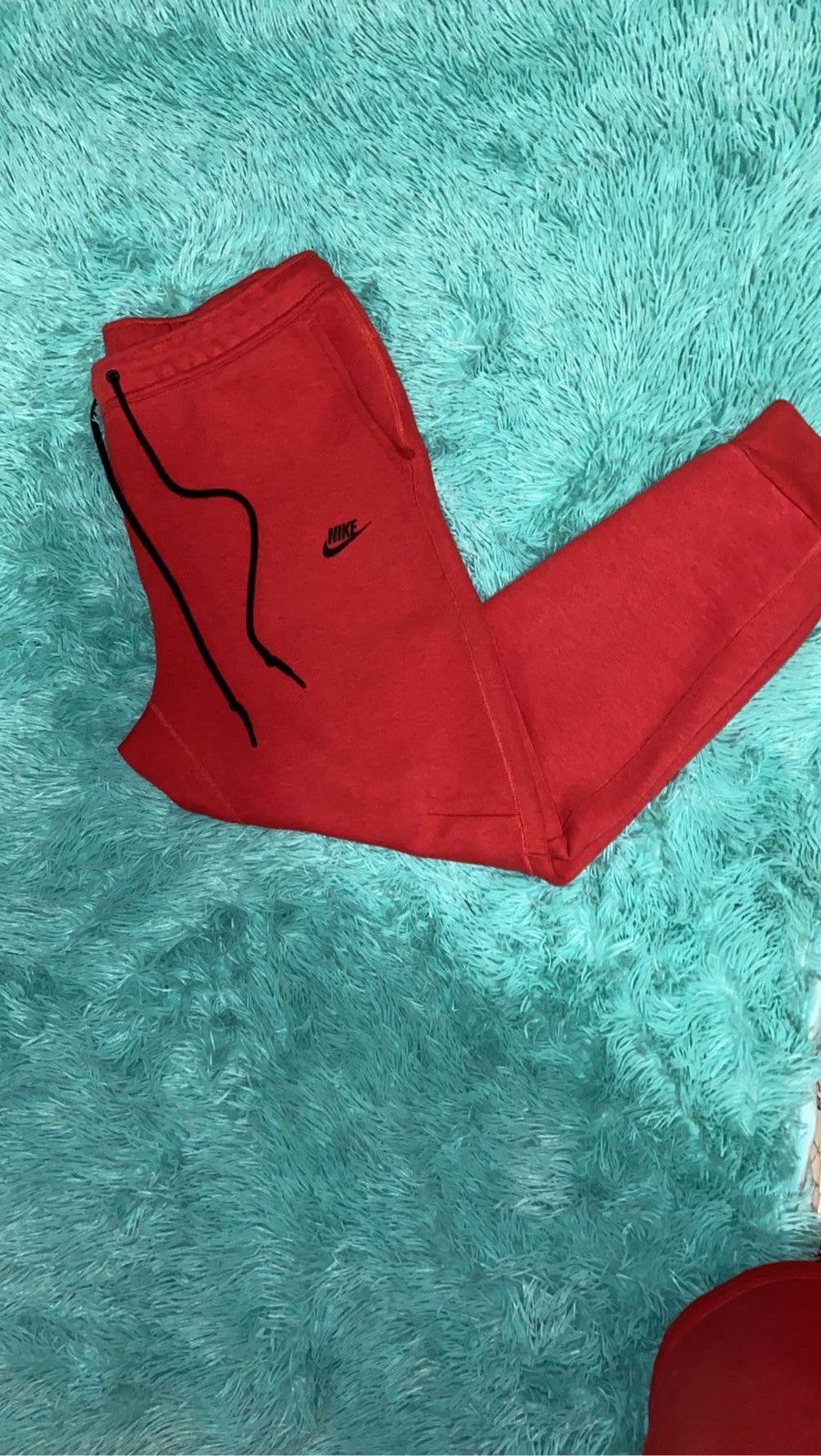 Designer × Nike New Nike tech fleece red sweatpants/joggers Size US 35 - 3 Thumbnail