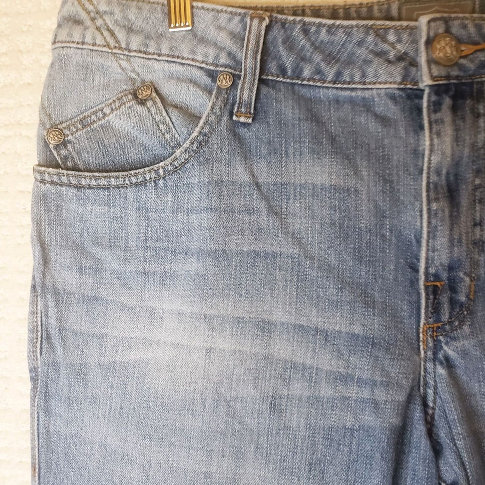 Vintage Rock & Republic Mens Jeans Boot Cut Blue 38x30 Button Fly Y2K Stiching Fading Size US 38 / EU 54 - 3 Thumbnail