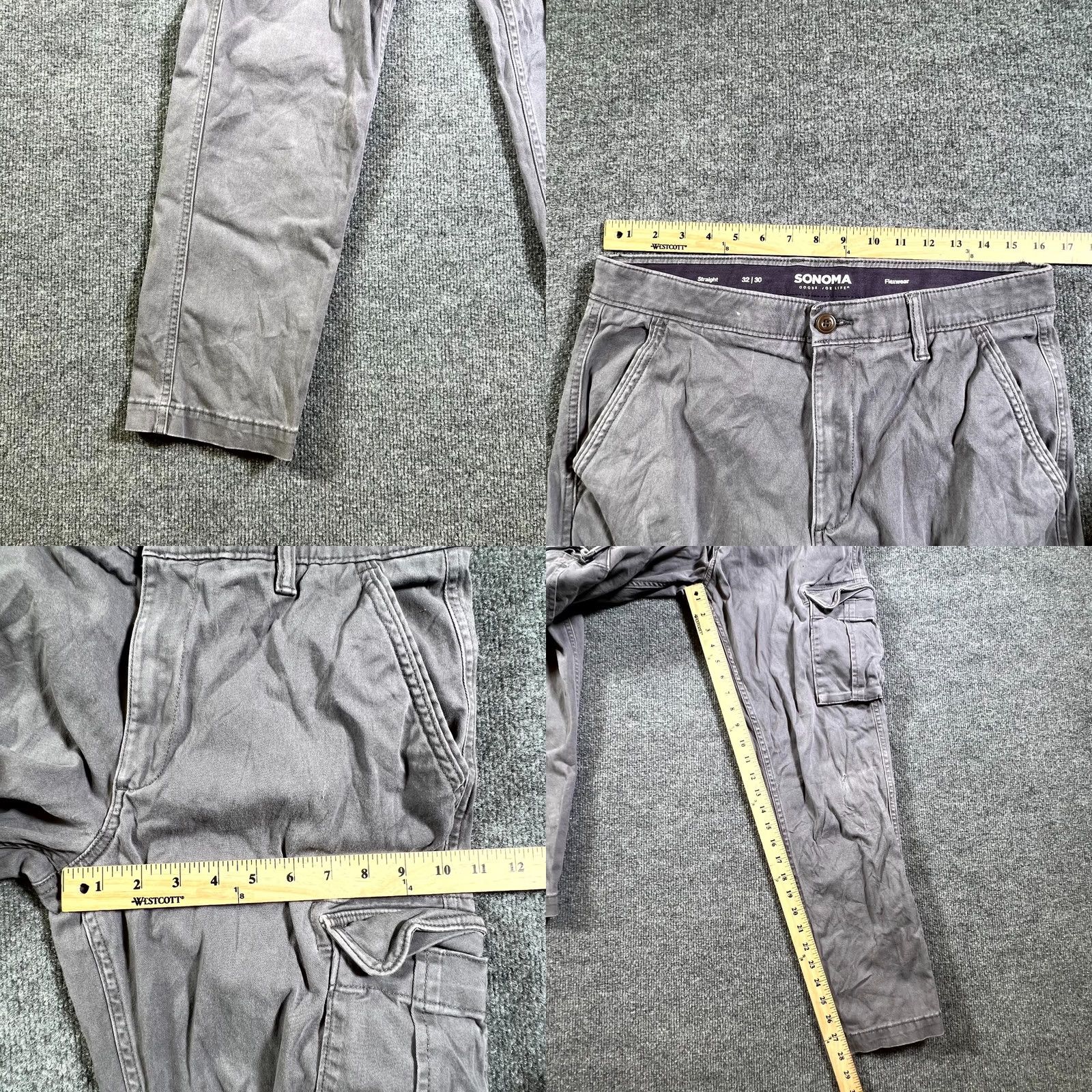 Vintage Sonoma Pants Men's 32 Gray Flexwear Straight Leg Cargo Pockets Size US 32 / EU 48 - 8 Thumbnail