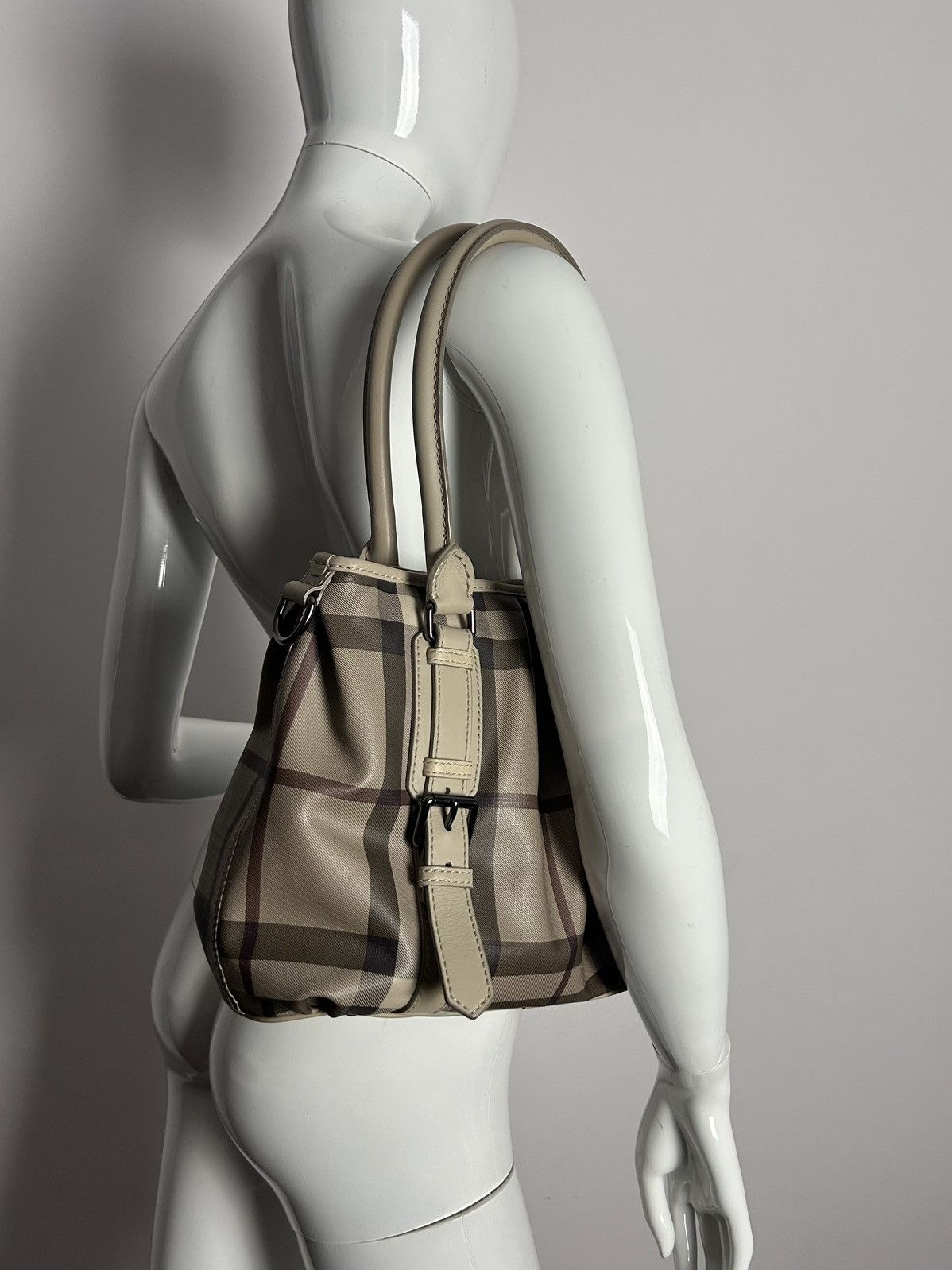Burberry Burberry beige smoke check leather handbag Size ONE SIZE - 5 Thumbnail