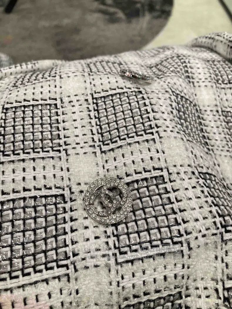 Chanel Chanel Black and white fine glitter plaid lapel jacket Size XXS / US 00 / IT 34 - 5 Thumbnail