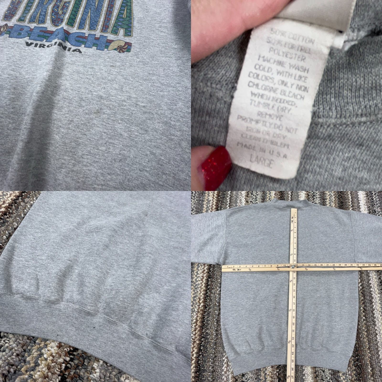 Starter VINTAGE Starter Sweatshirt Men Large Gray Crew Neck 90s Navy Military USA Classic Retro Hipster School College Shirt Size US S / EU 44-46 / 1 - 8 Thumbnail
