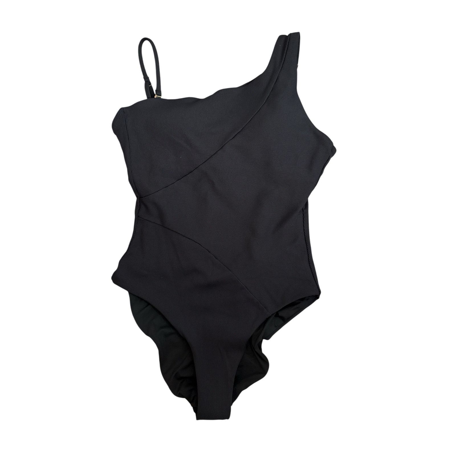 Other Becca Womens Black Fine Ribbed One Shoulder One Piece Medium Size M / US 6-8 / IT 42-44 - 4 Thumbnail