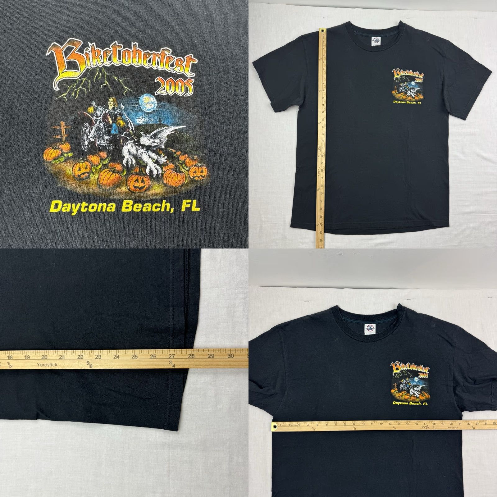 Delta VINTAGE Biker T-Shirt Delta Men’s Short Sleeve Crew Neck Graphic Print Black L 2005 Biketoberfest/Y2K Mens Size US L / EU 52-54 / 3 - 8 Thumbnail
